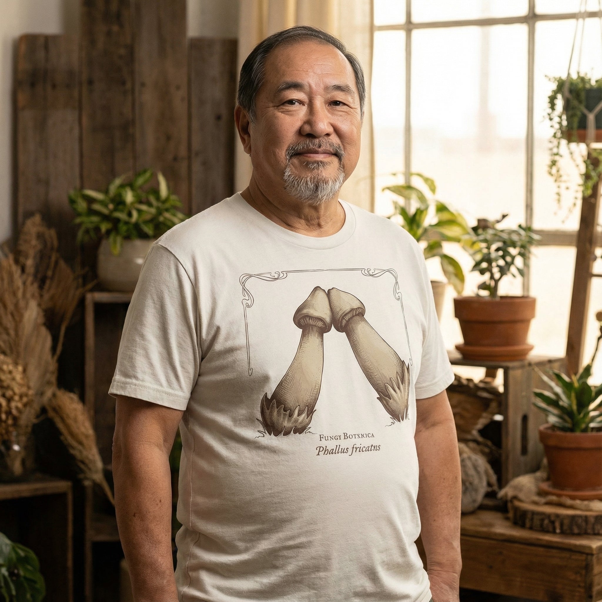 Rubbing Mushrooms T-Shirt #color_Natural