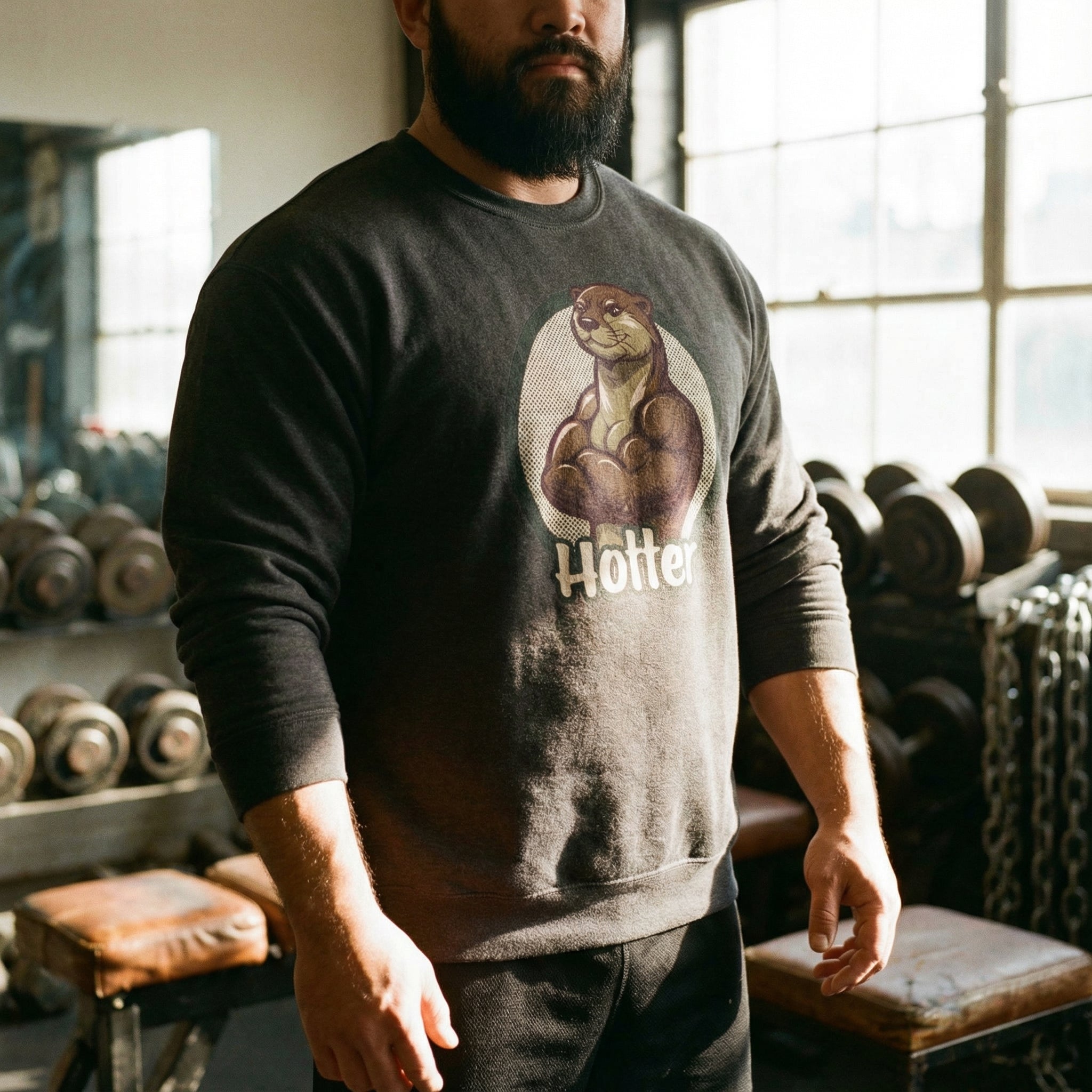 Hotter Muscular Otter Sweatshirt #color_Dark Heather