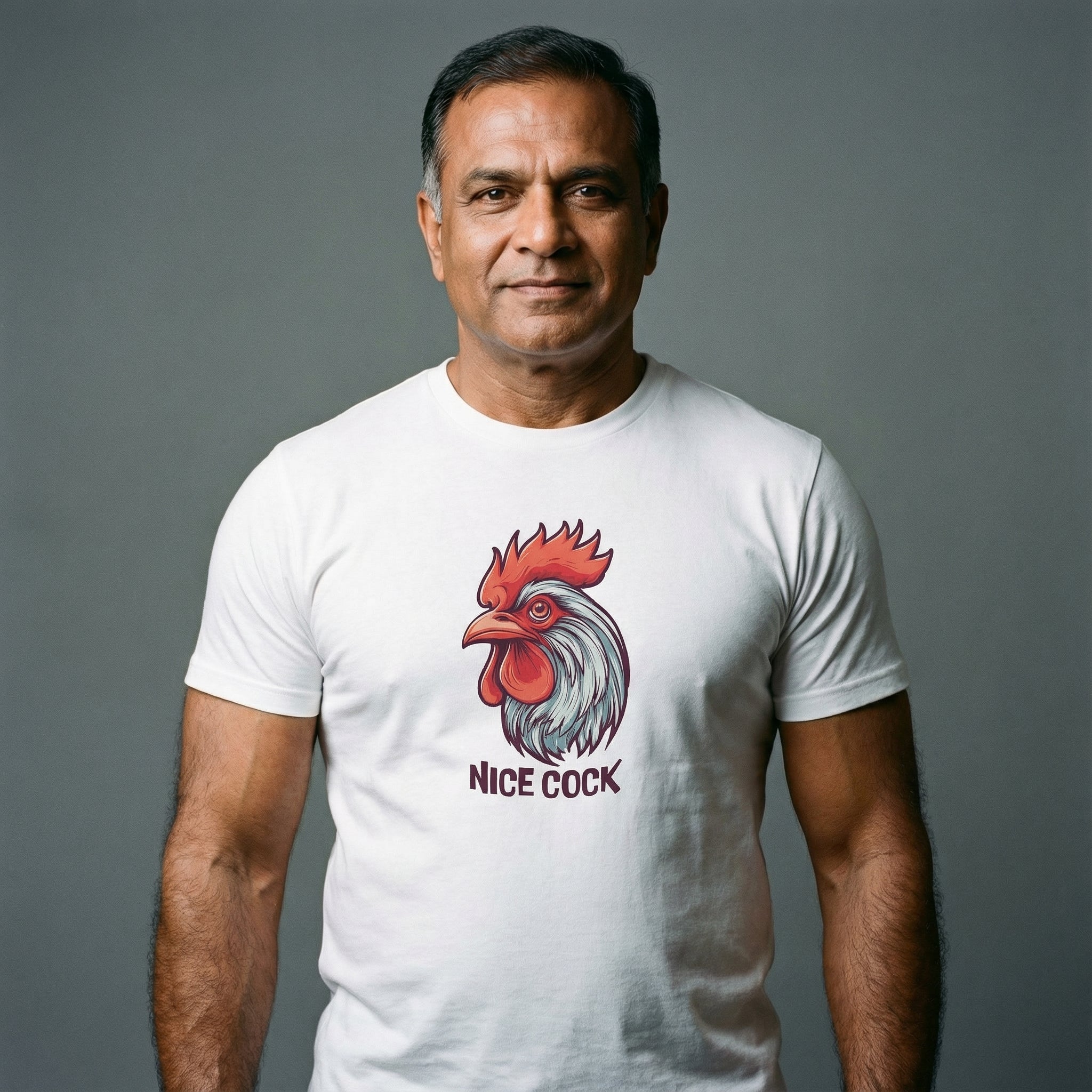 "Nice Cock" Rooster T-Shirt #color_White