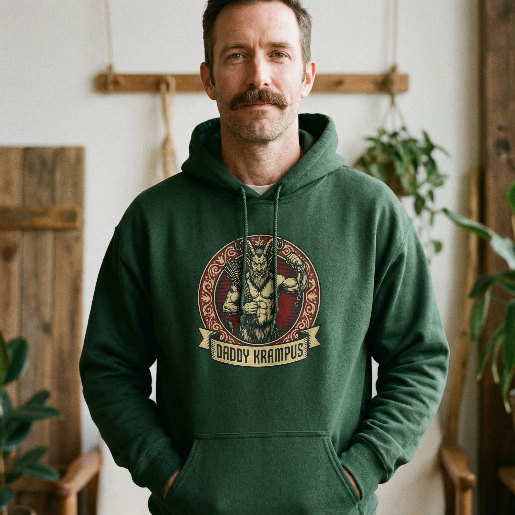 Daddy Krampus Hoodie #color_Forest Green