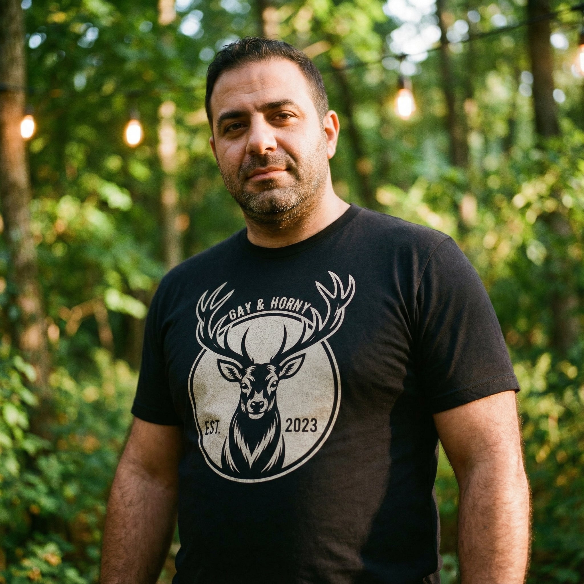 Gay And Horny T-Shirt #color_Black