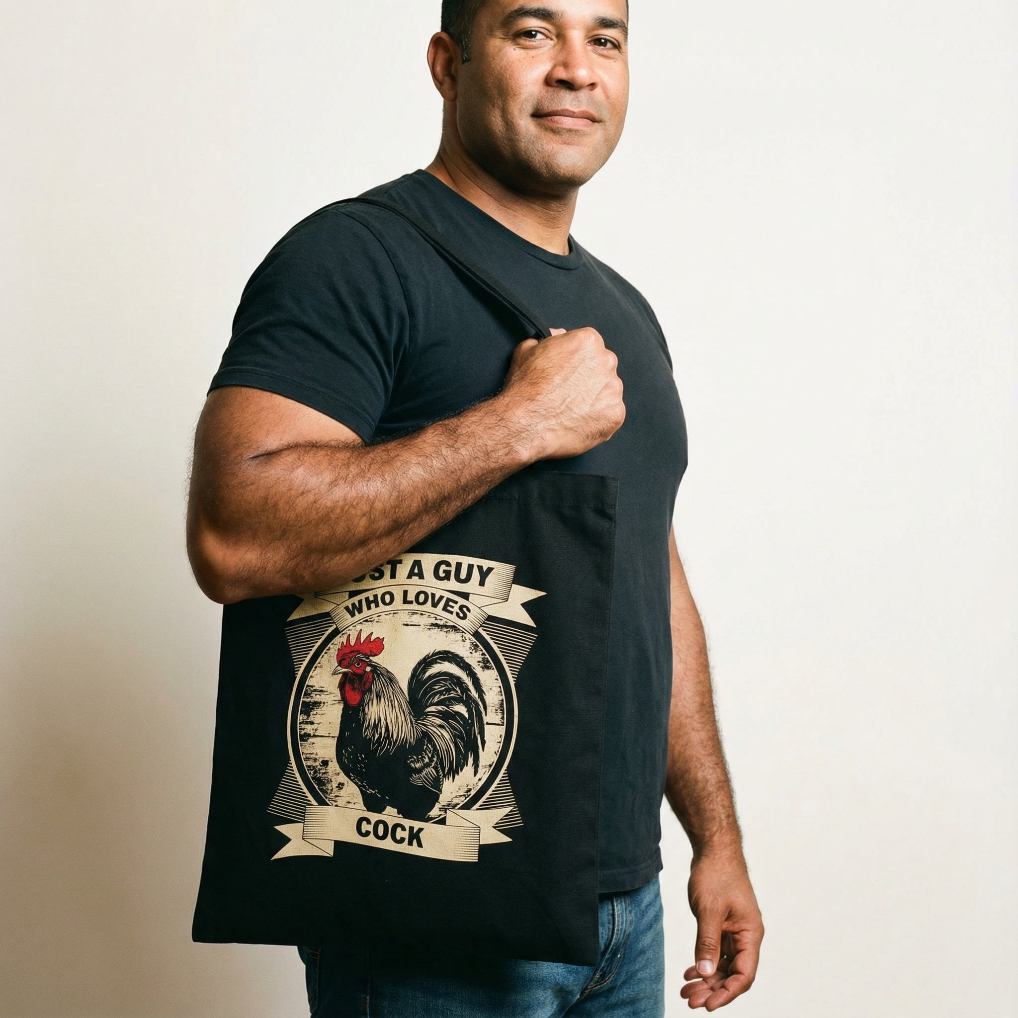 Just a Guy Who Loves Cock Canvas Tote Bag #color_Black