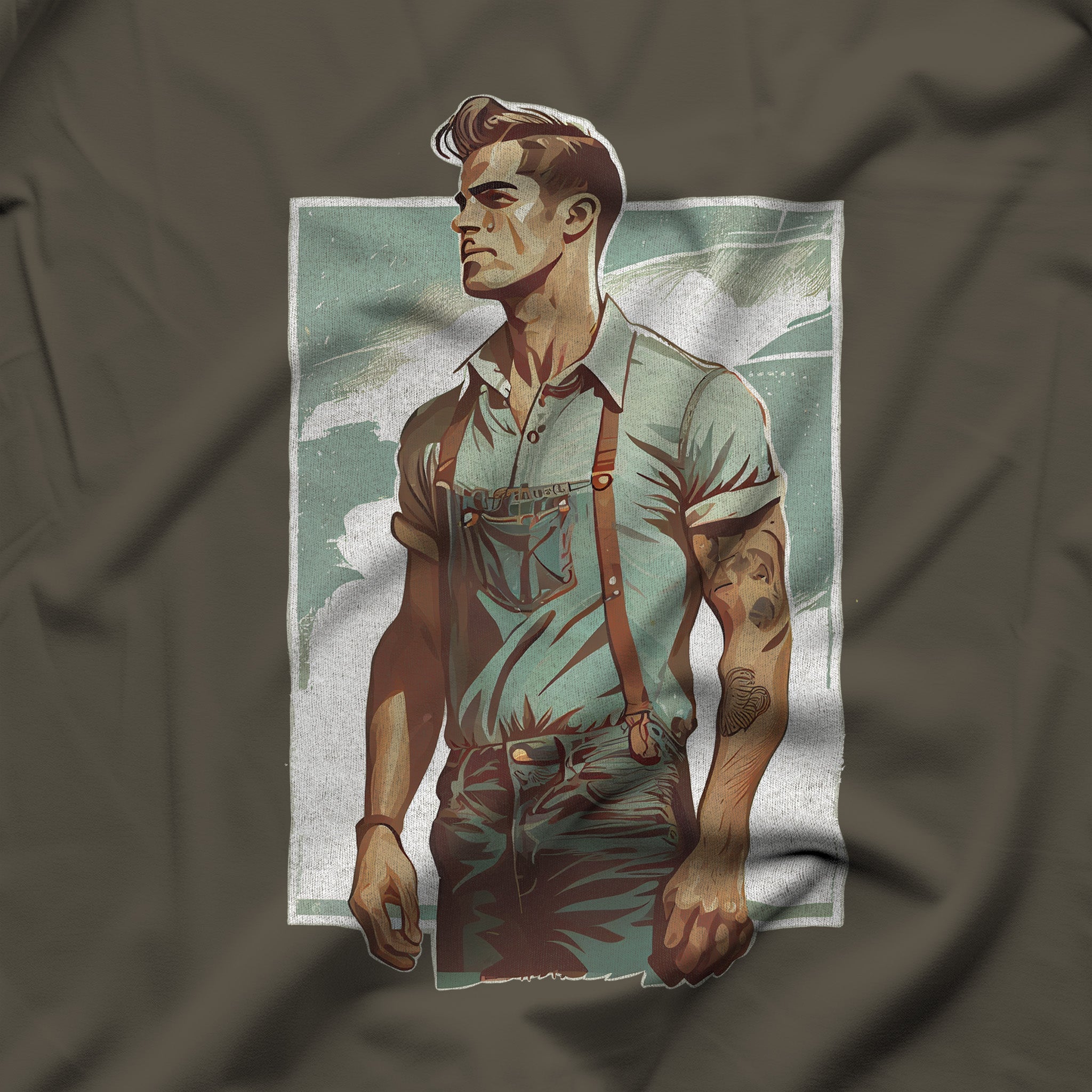 Gay Farmer Pride T-Shirt - Stylish LGBTQ Gift for Farmer - Hunky Tops #color_Army