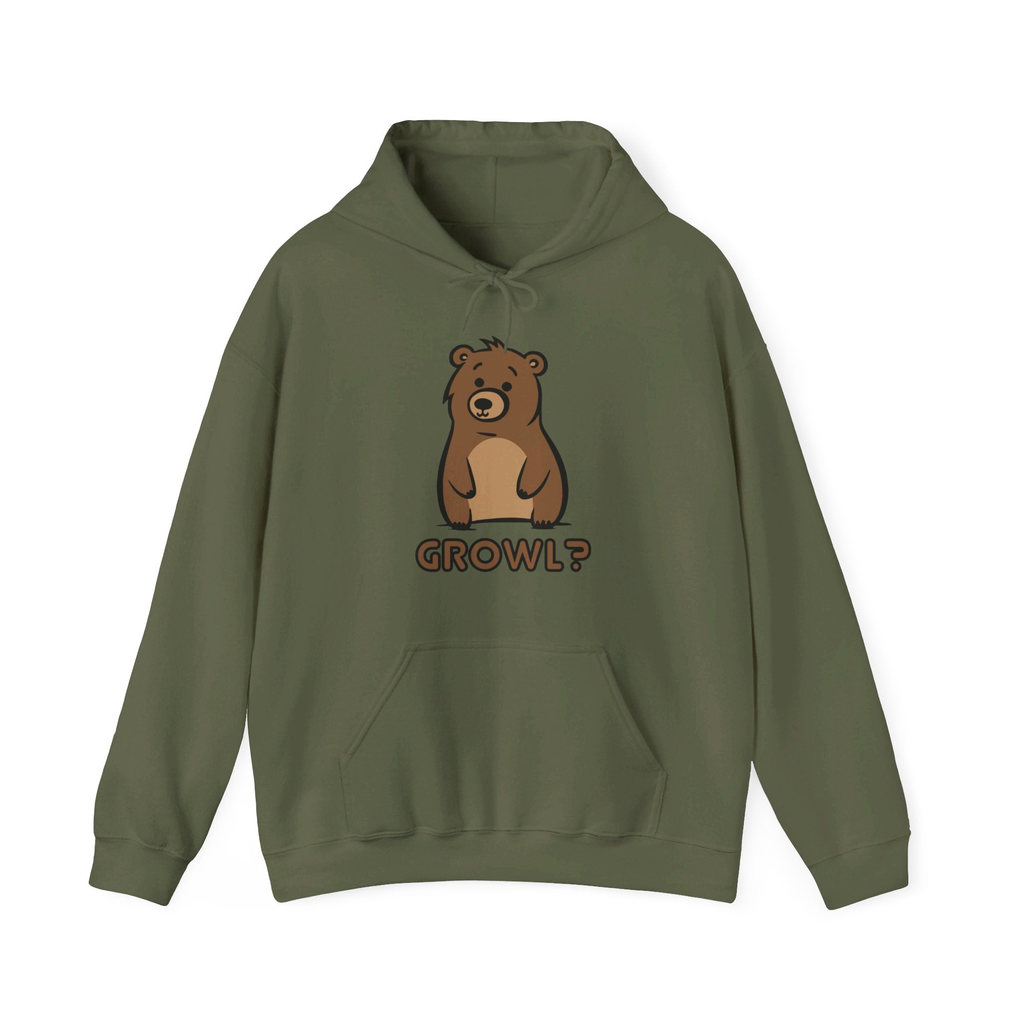 Growl Bear Hoodie - Hunky Tops #color_Military Green