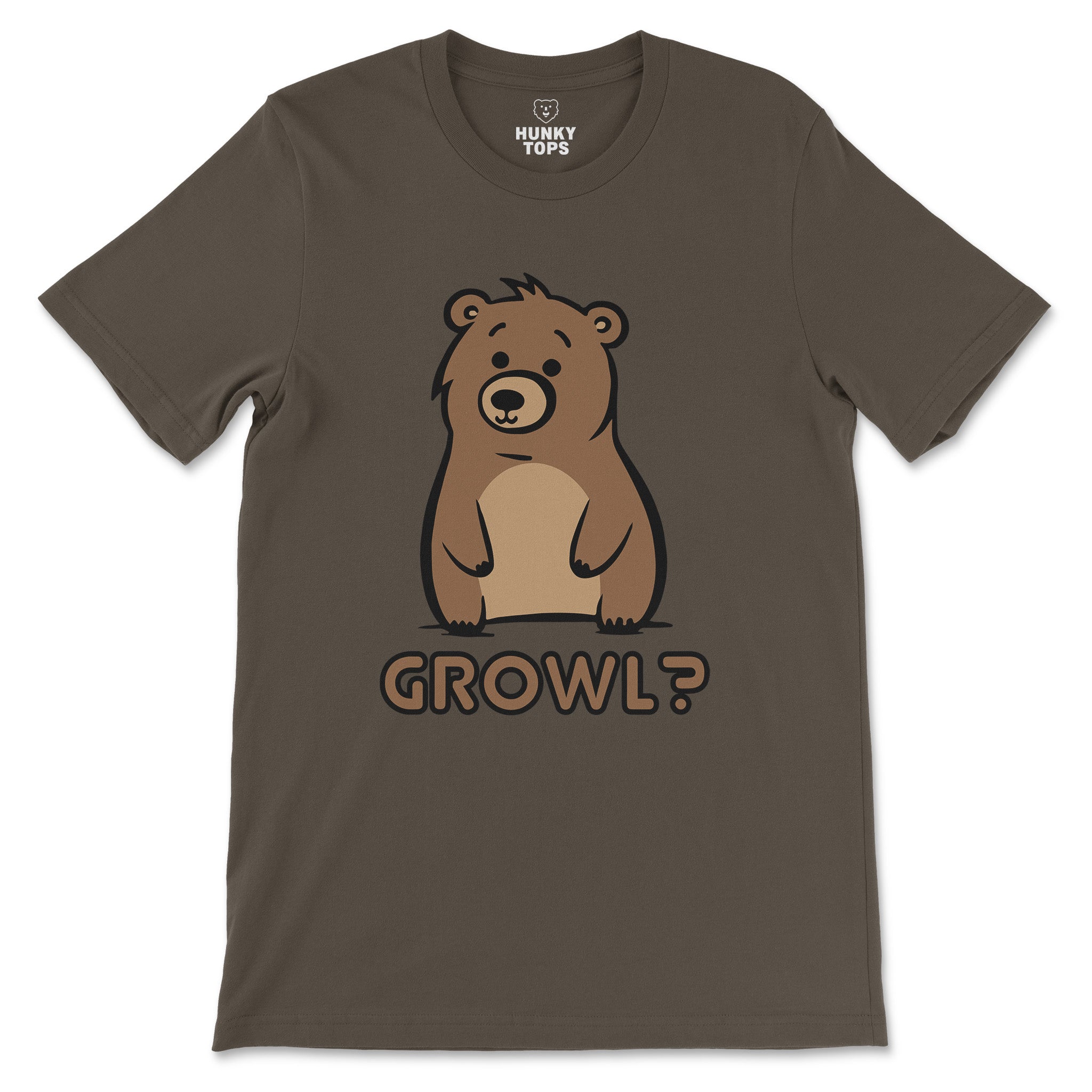 Growl Bear T-Shirt - Cute and Expressive - Hunky Tops#color_army
