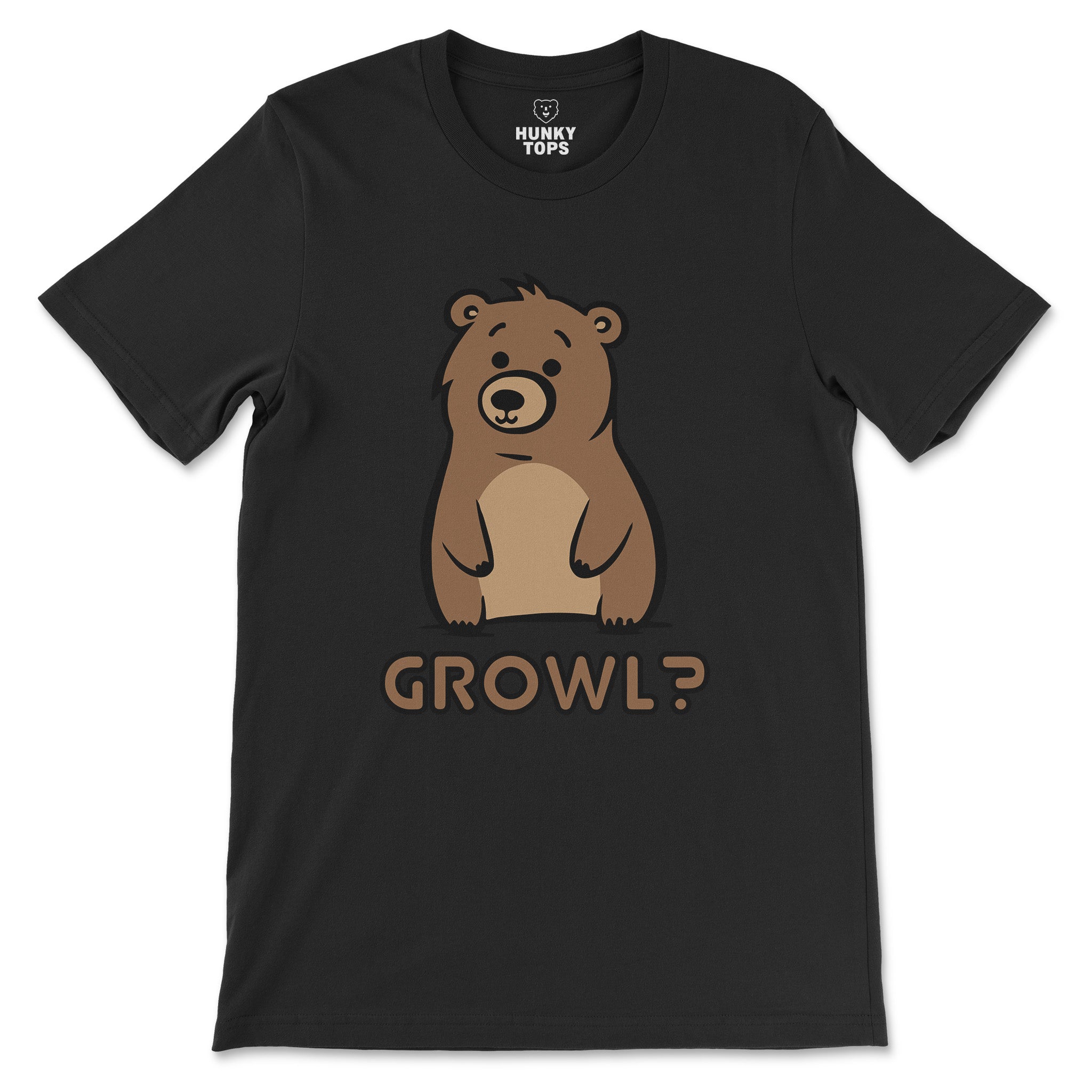 Growl Bear T-Shirt - Cute and Expressive - Hunky Tops#color_black