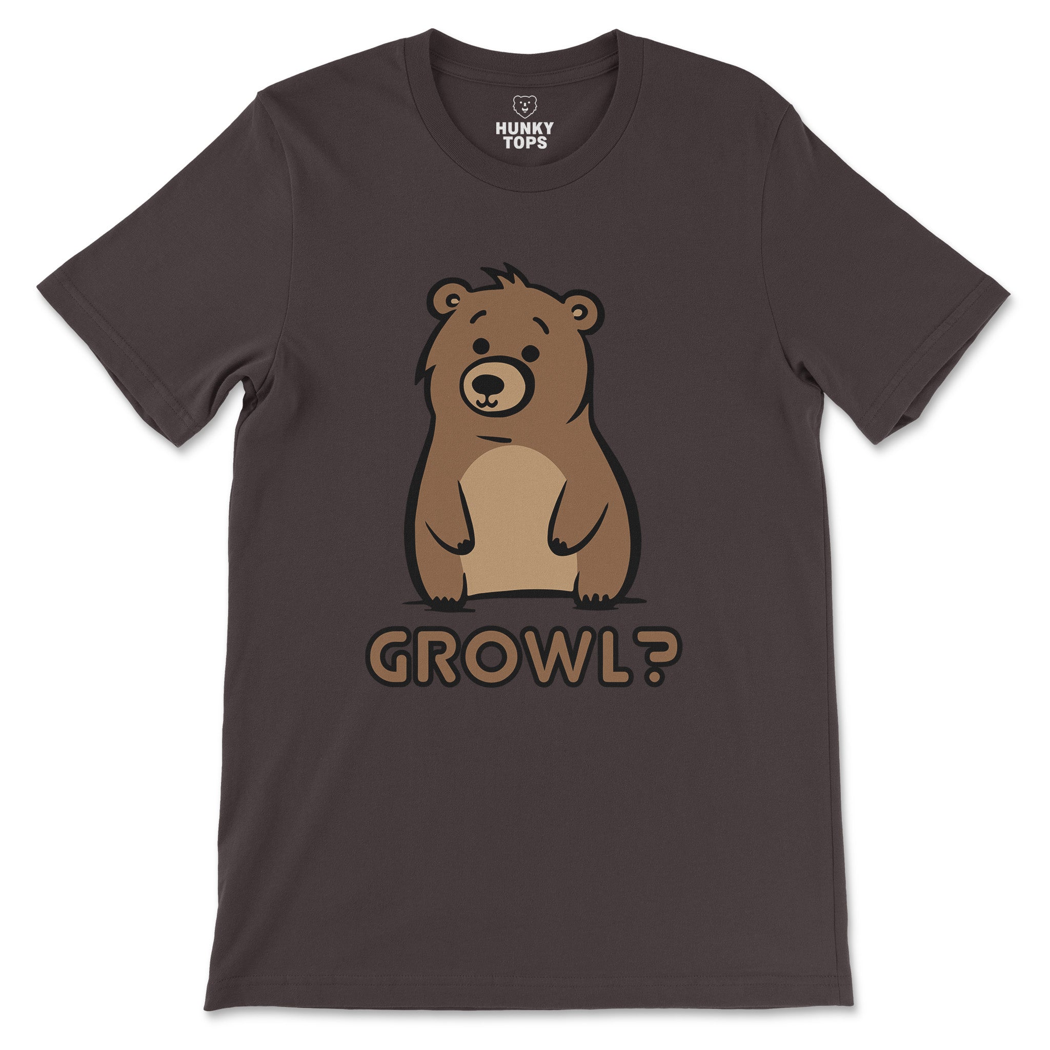 Growl Bear T-Shirt - Cute and Expressive - Hunky Tops#color_brown