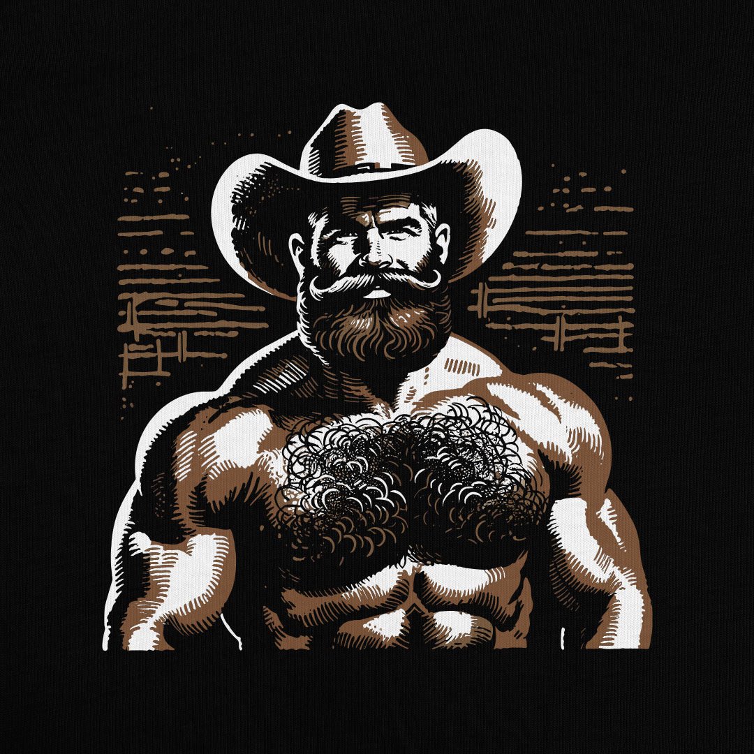 Hairy Cowboy Premium Hoodie - Hunky Tops #color_Black