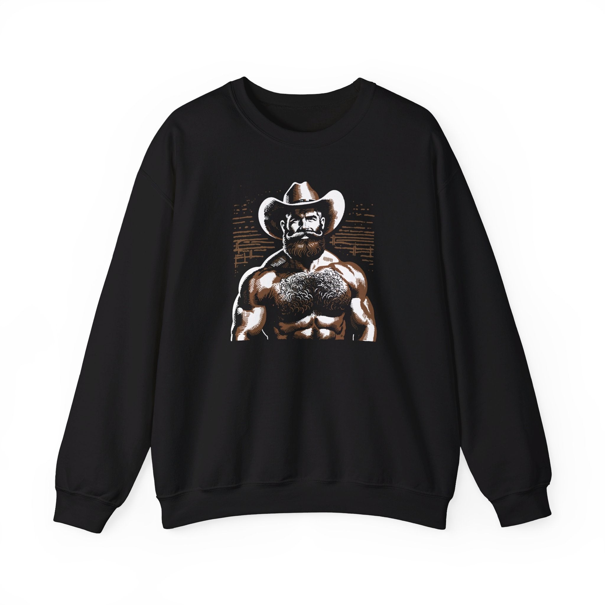 Hairy Cowboy Sweatshirt - Hunky Tops #color_Black