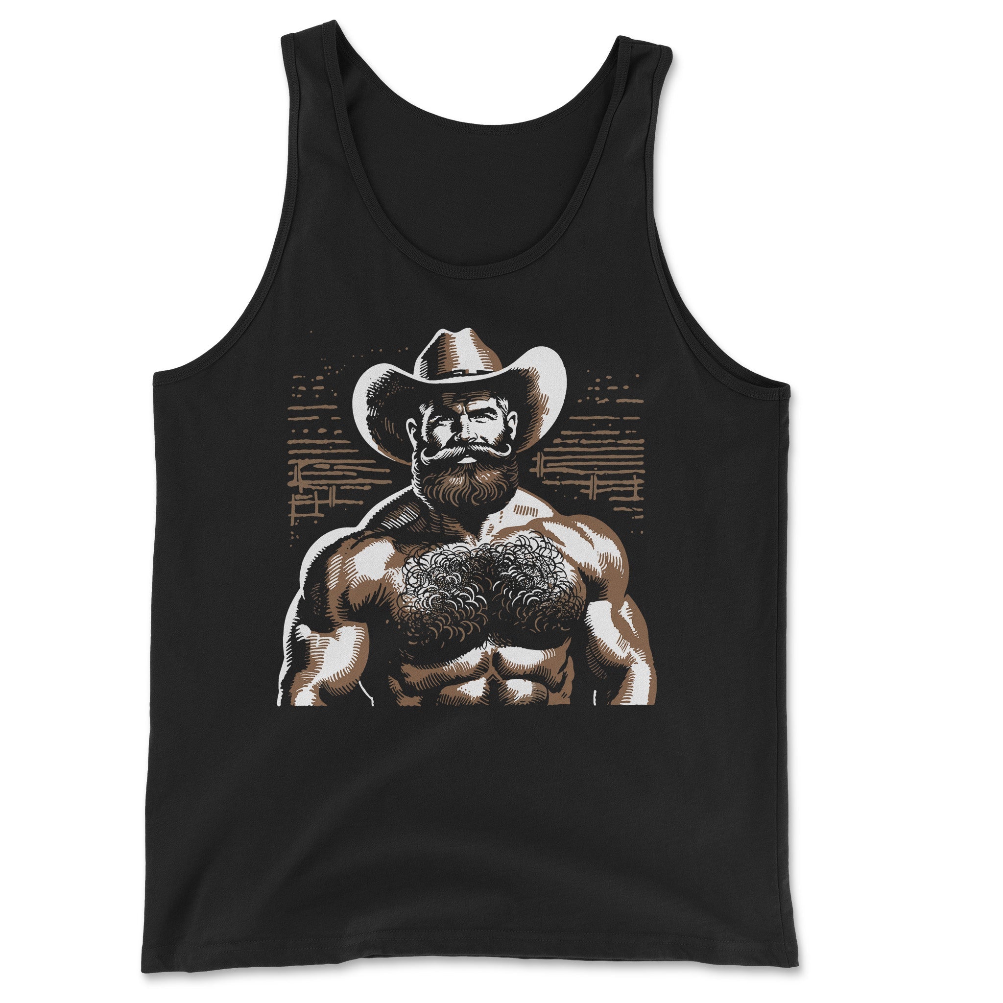 Hairy Cowboy Tank Top - Hunky Tops #color_Black