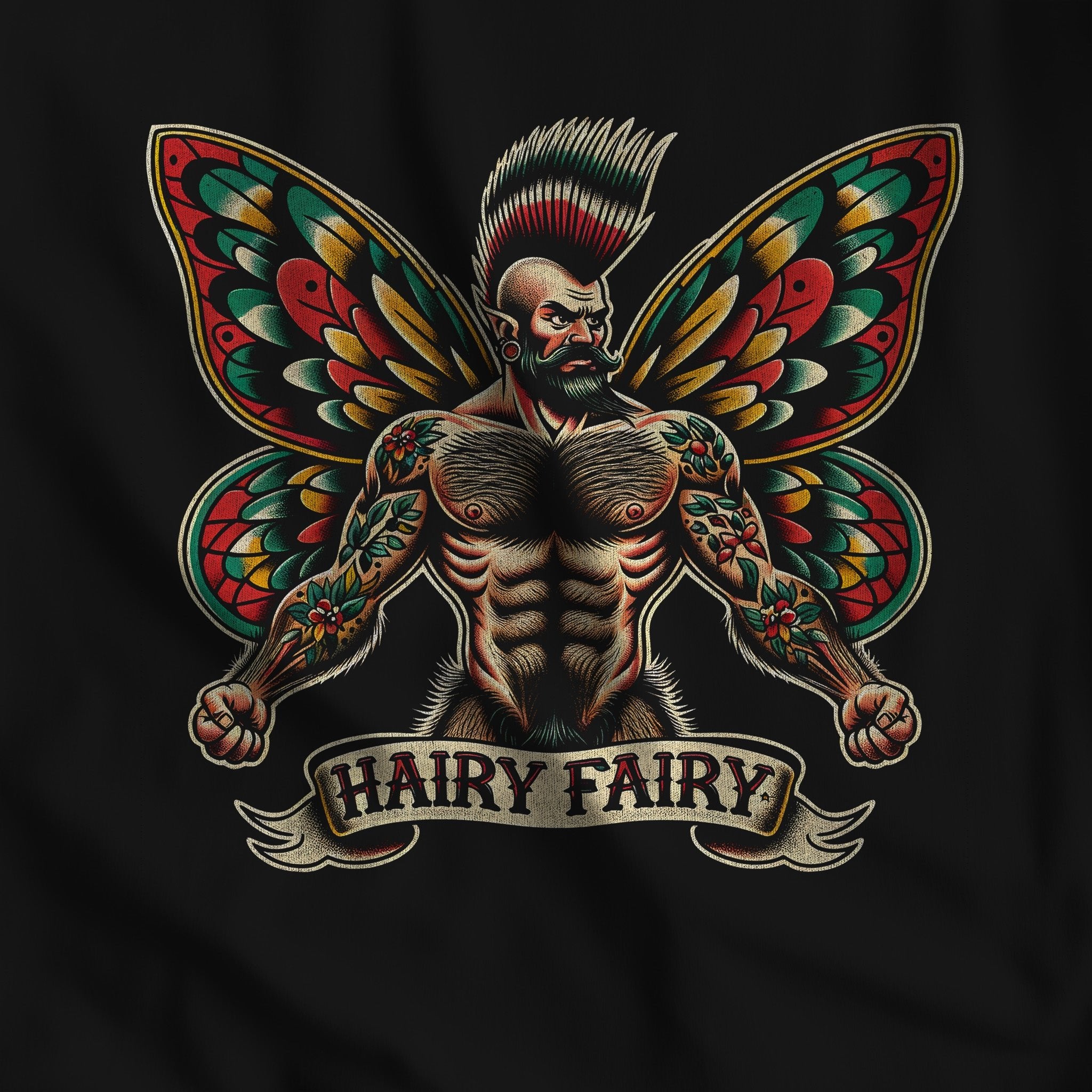 Hairy Fairy Hoodie - Hunky Tops #color_Black