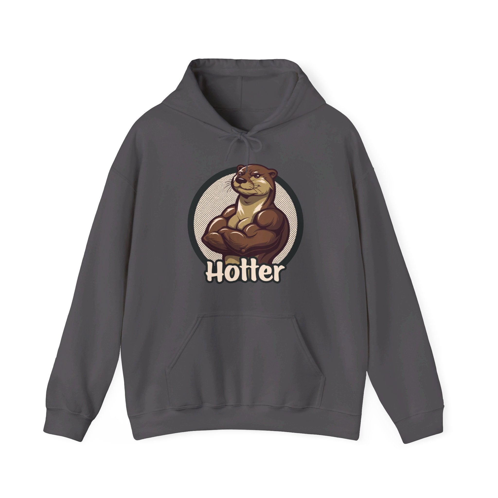 Hotter Muscular Otter Hoodie - Hunky Tops #color_Charcoal