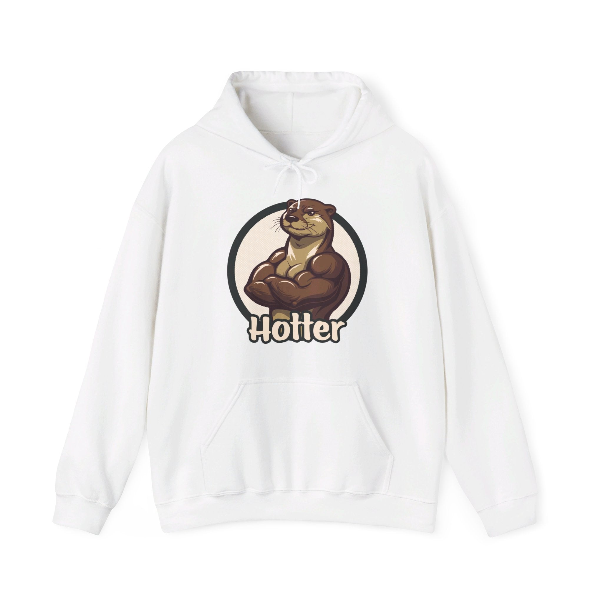 Hotter Muscular Otter Hoodie - Hunky Tops #color_White