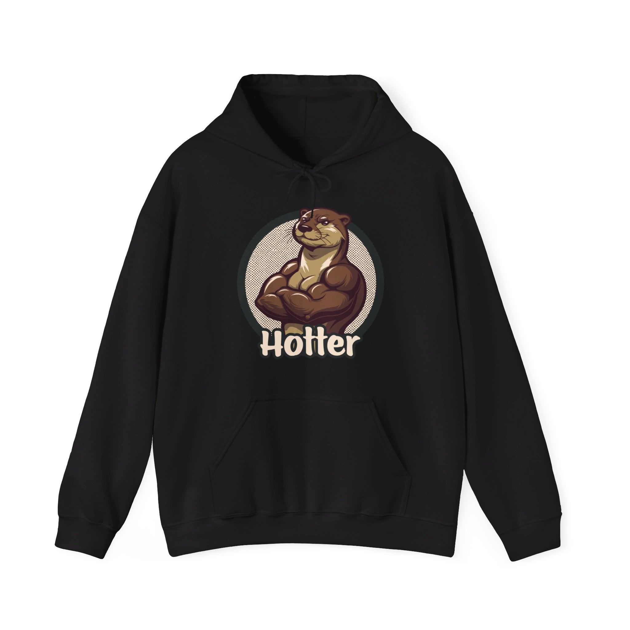 Hotter Muscular Otter Hoodie - Hunky Tops #color_Black