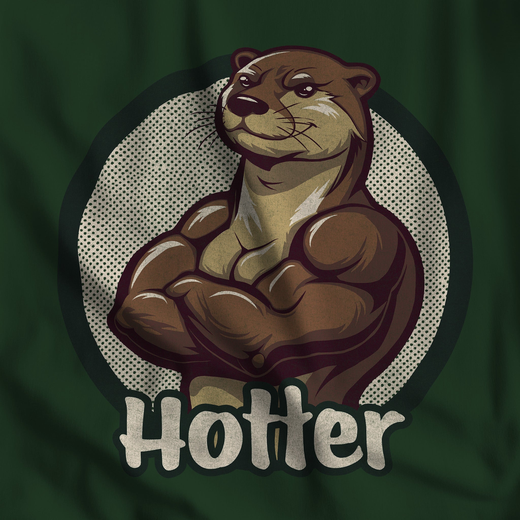 Hotter Muscular Otter Hoodie - Hunky Tops #color_Forest Green