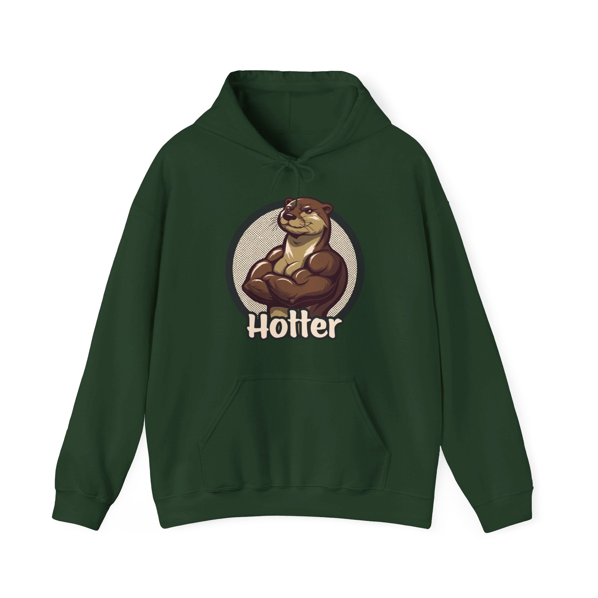 Hotter Muscular Otter Hoodie - Hunky Tops #color_Forest Green