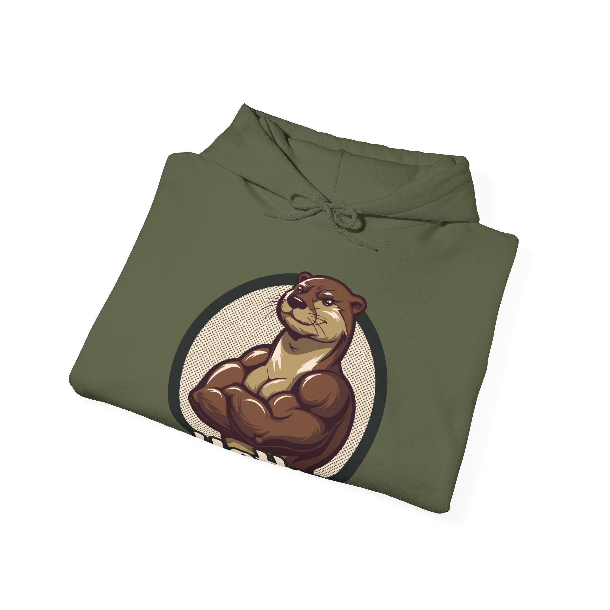 Hotter Muscular Otter Hoodie - Hunky Tops #color_Military Green