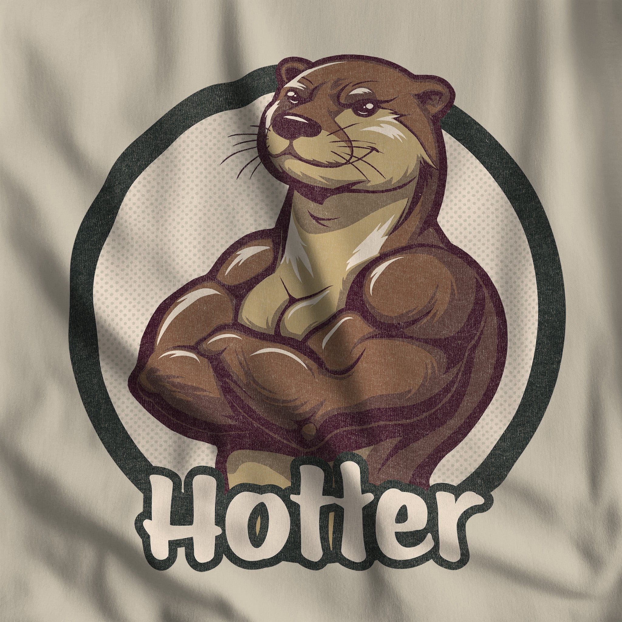 Hotter Muscular Otter Hoodie - Hunky Tops #color_Sand