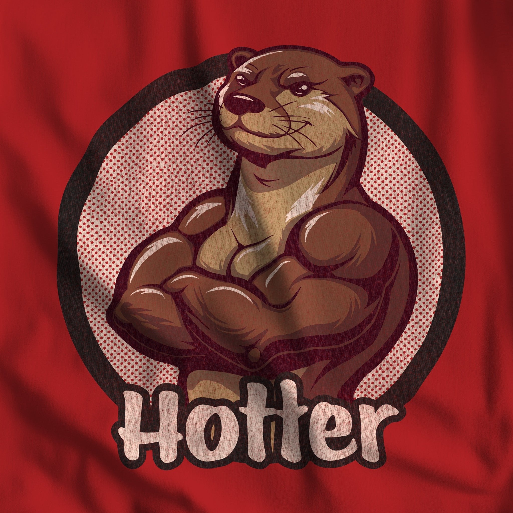 Hotter Muscular Otter Sweatshirt - Hunky Tops #color_Red