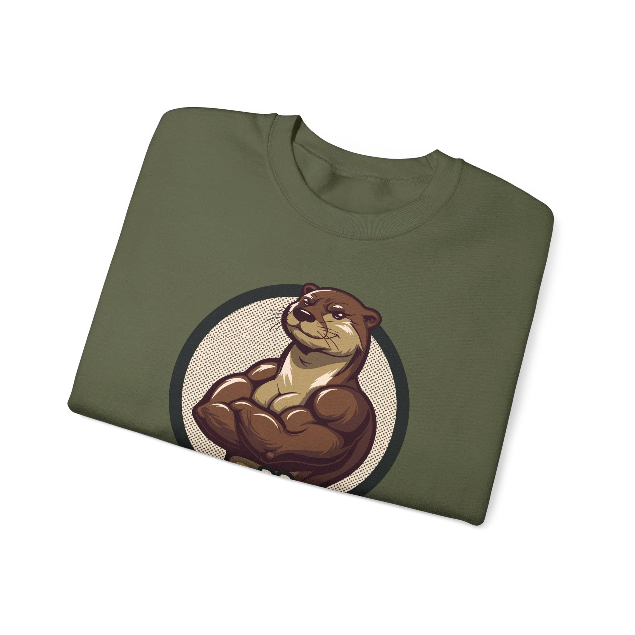 Hotter Muscular Otter Sweatshirt - Hunky Tops #color_Military Green