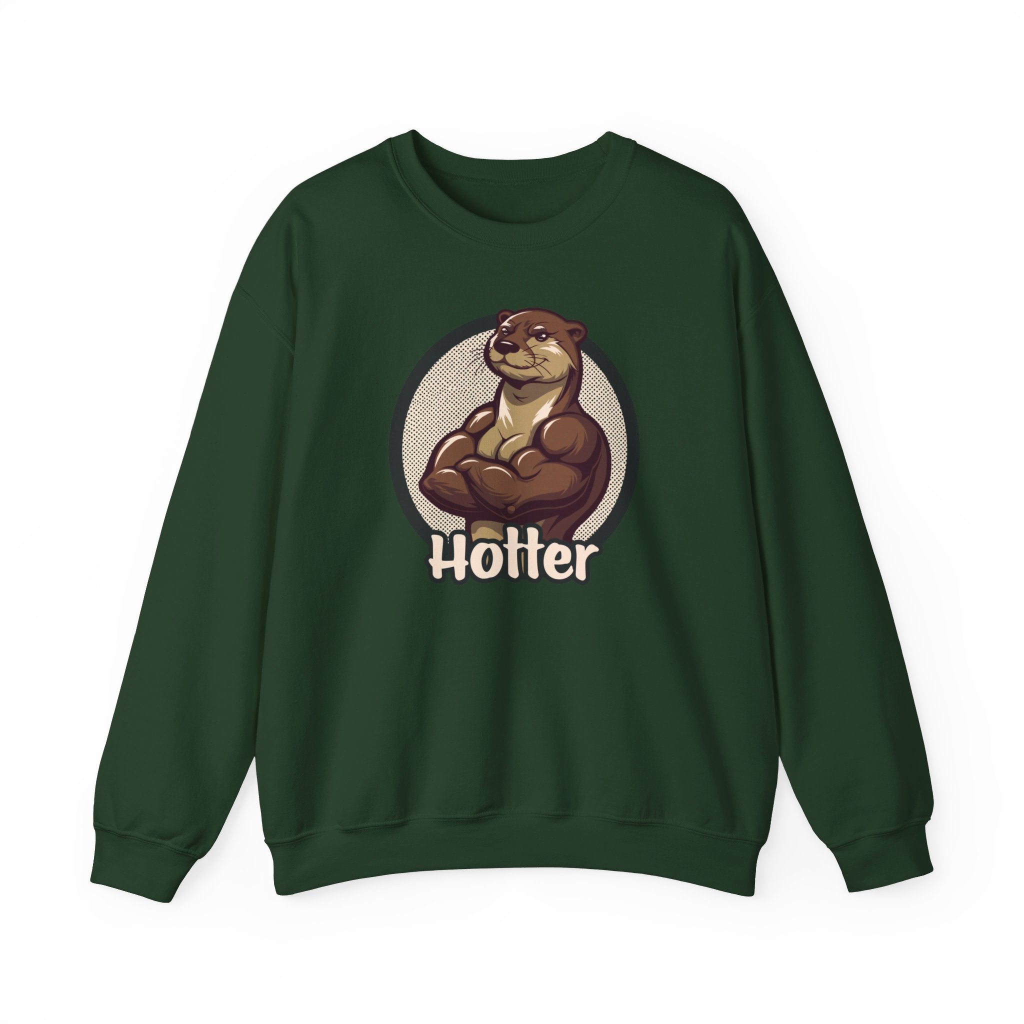 Hotter Muscular Otter Sweatshirt - Hunky Tops #color_Forest Green