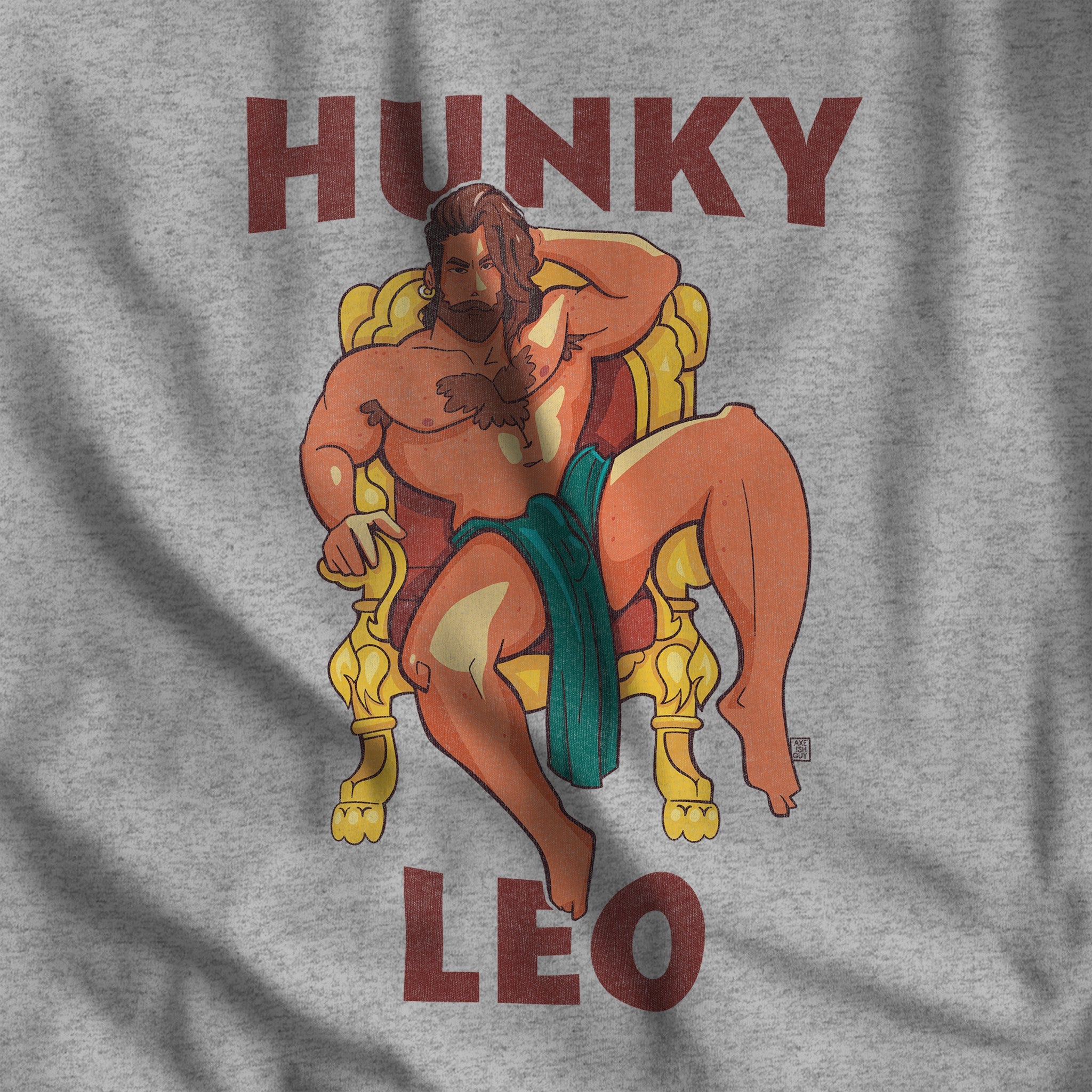 Hunky Leo Hoodie by Axeish Guy - Hunky Tops #color_Sport Grey