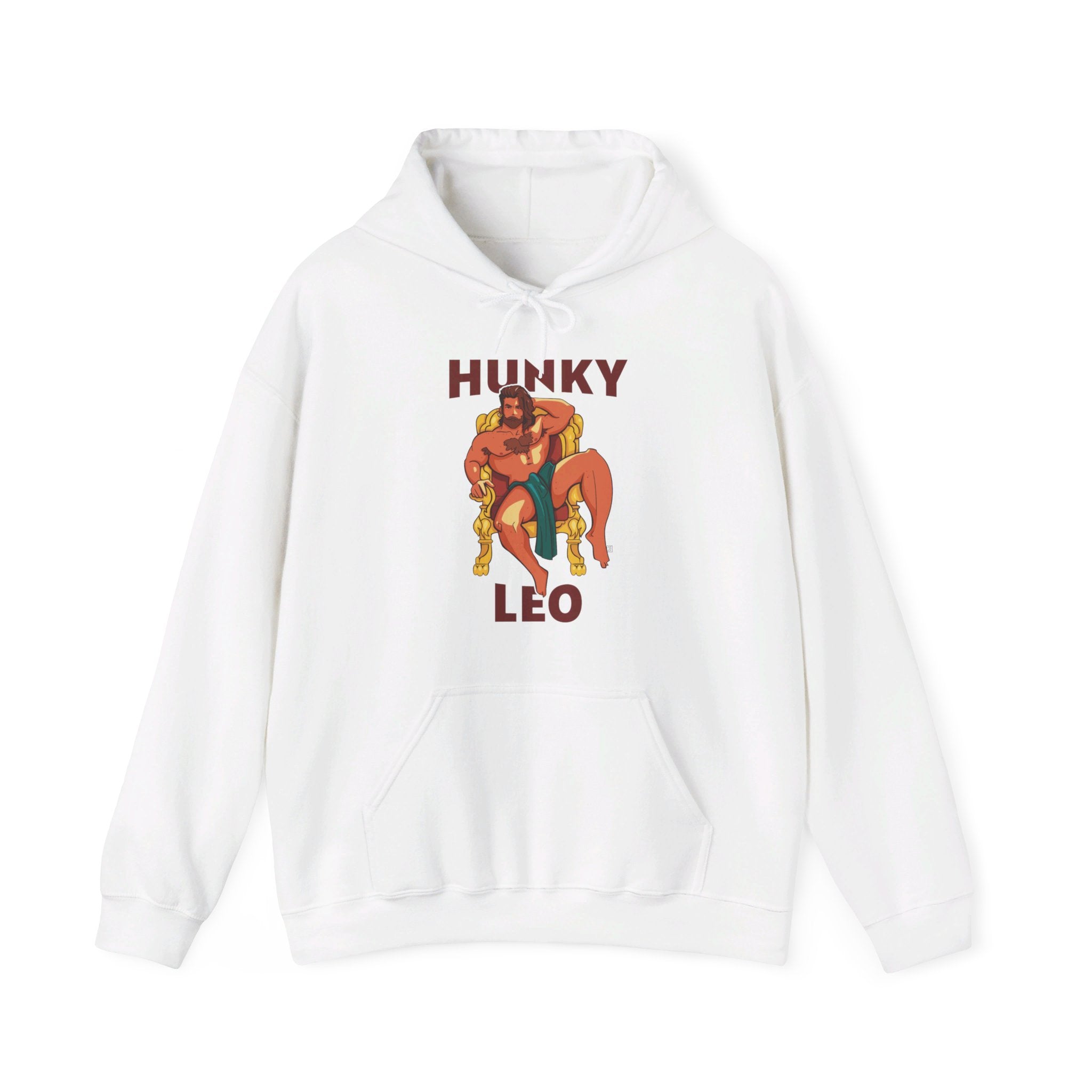 Hunky Leo Hoodie by Axeish Guy - Hunky Tops #color_White