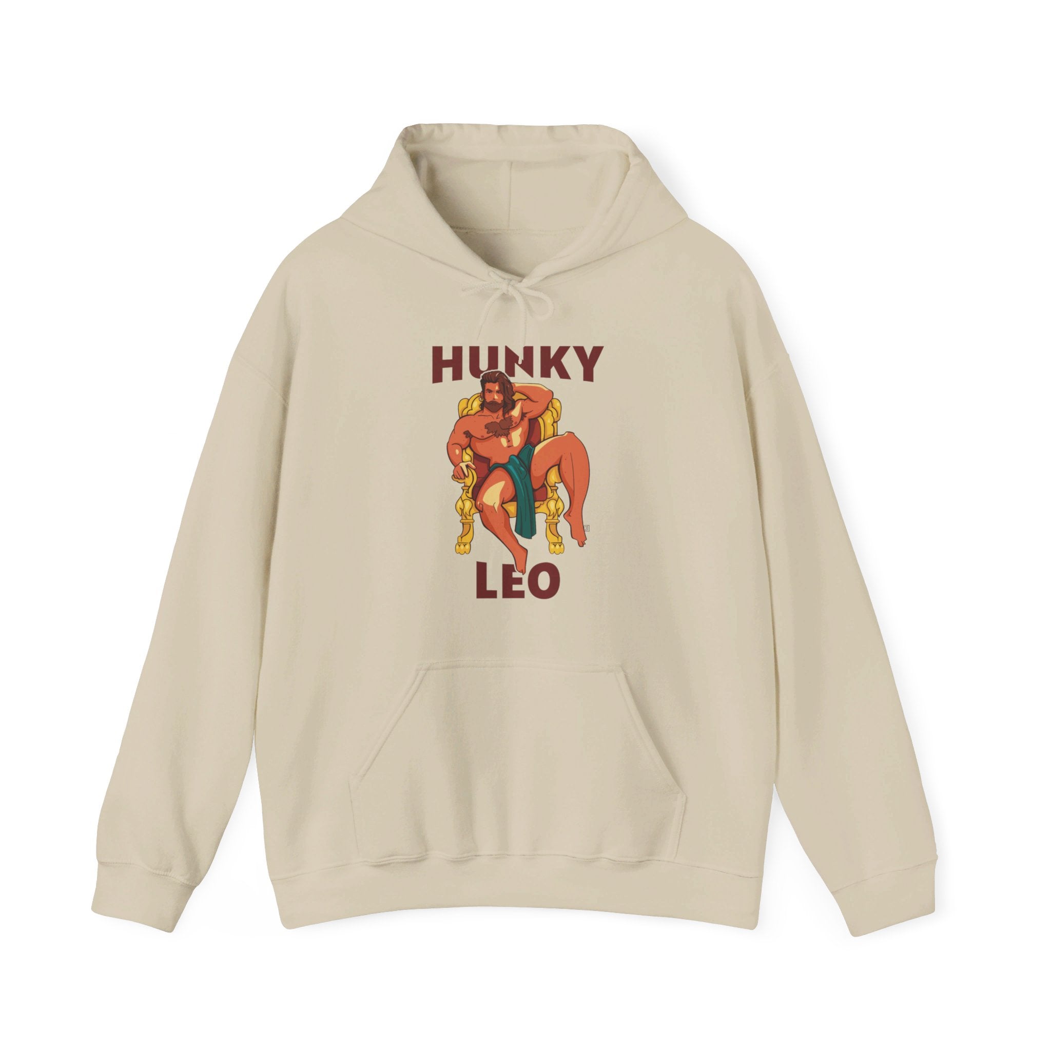 Hunky Leo Hoodie by Axeish Guy - Hunky Tops #color_Sand