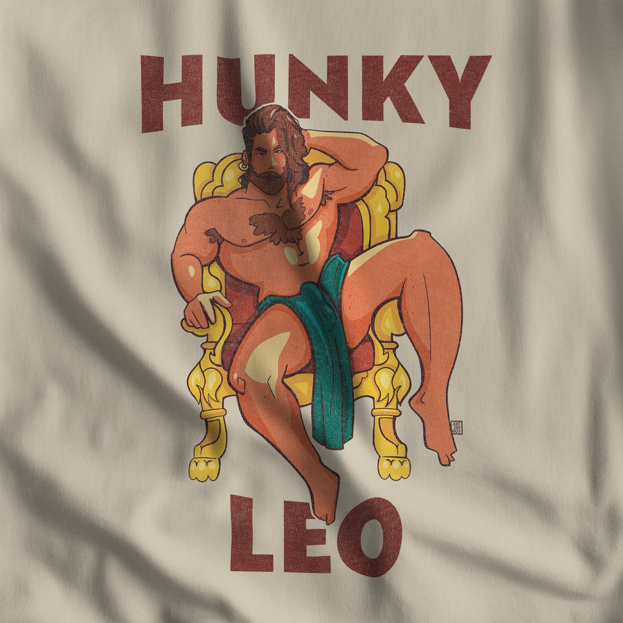 Hunky Leo Hoodie by Axeish Guy - Hunky Tops #color_Sand