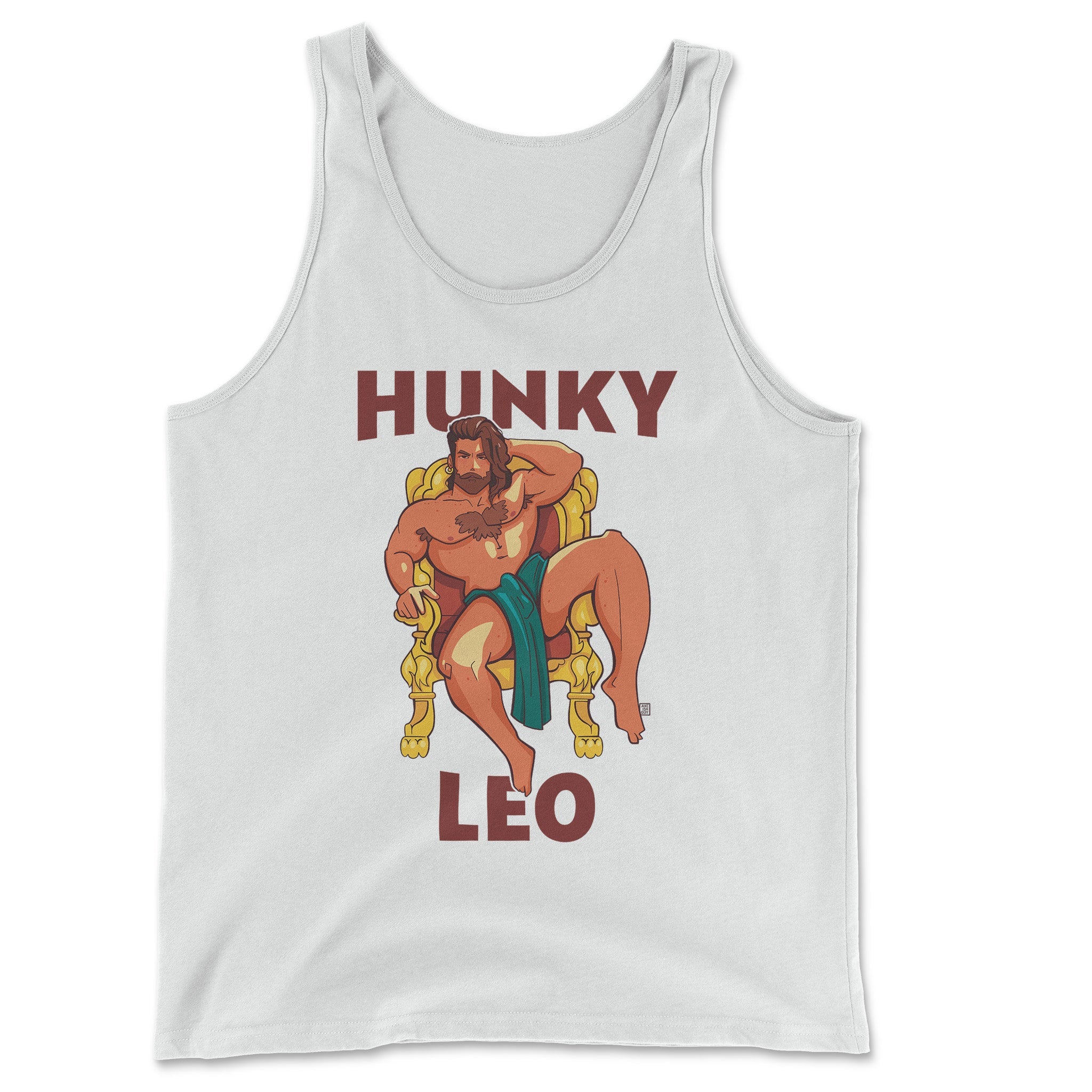 Hunky Leo Zodiac Tank Top by Axeish Guy - Hunky Tops #color_White