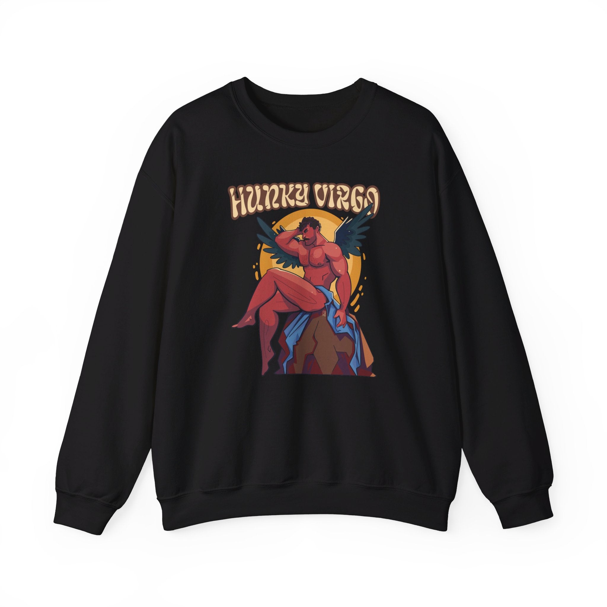 Hunky Virgo Zodiac Sweatshirt by Axeish Guy - Hunky Tops #color_Black