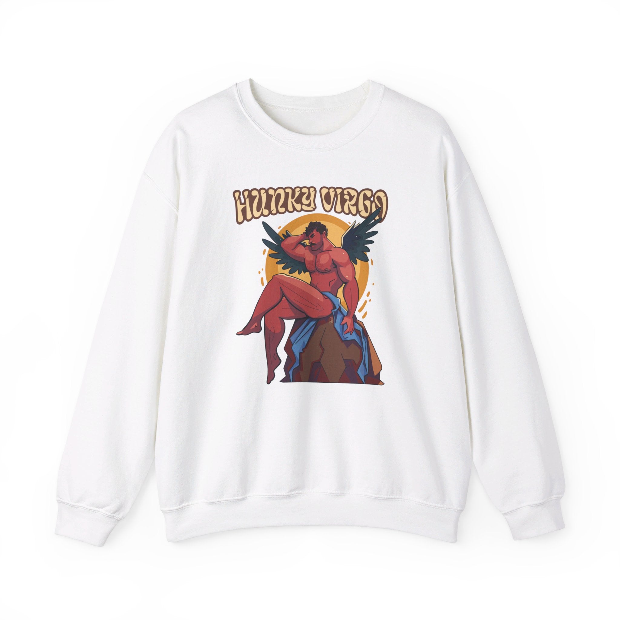 Hunky Virgo Zodiac Sweatshirt by Axeish Guy - Hunky Tops #color_White