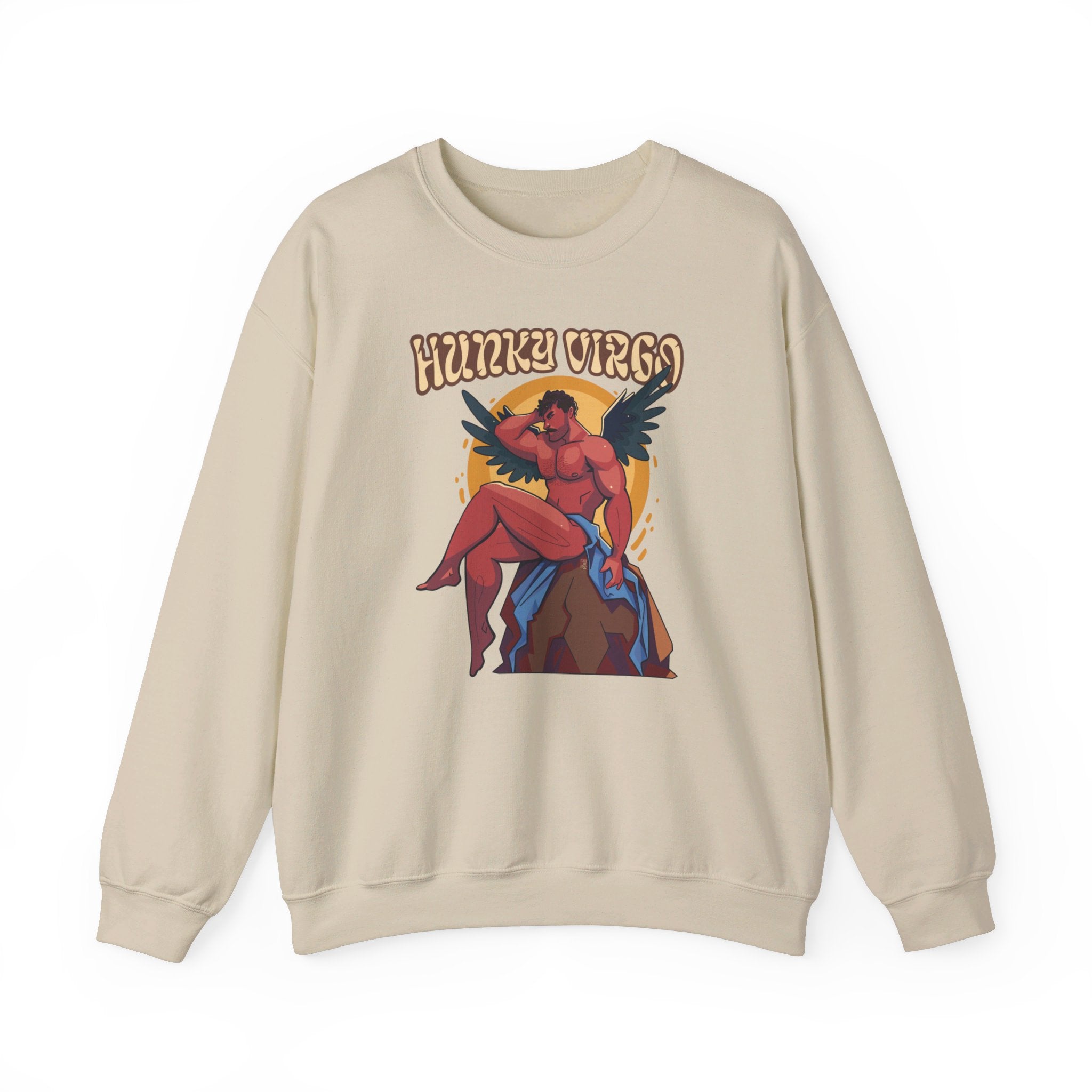 Hunky Virgo Zodiac Sweatshirt by Axeish Guy - Hunky Tops #color_Sand