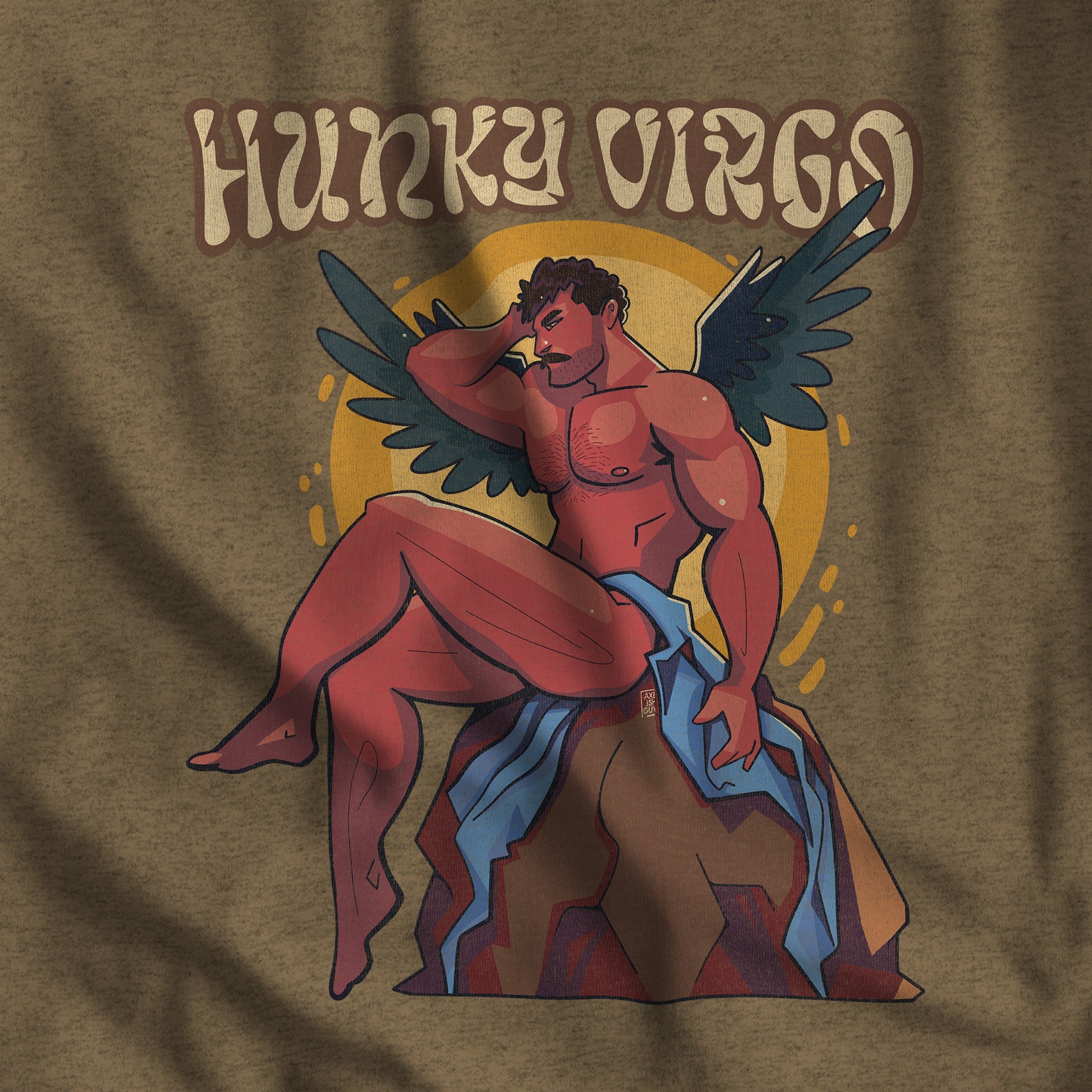 HUNKY VIRGO Zodiac T - Shirt by Axeish Guy - Hunky Tops #color_Heather Olive