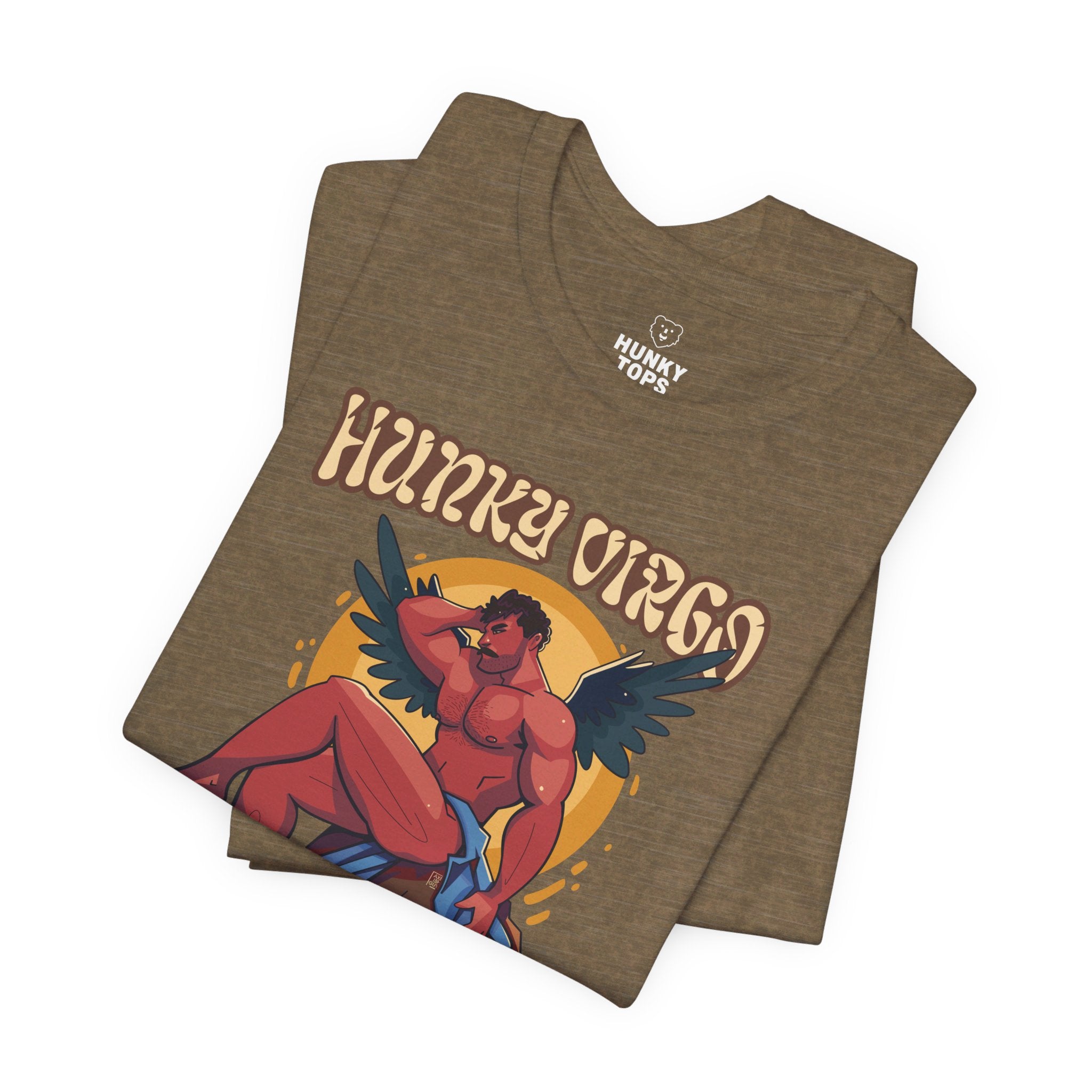 HUNKY VIRGO Zodiac T - Shirt by Axeish Guy - Hunky Tops #color_Heather Olive