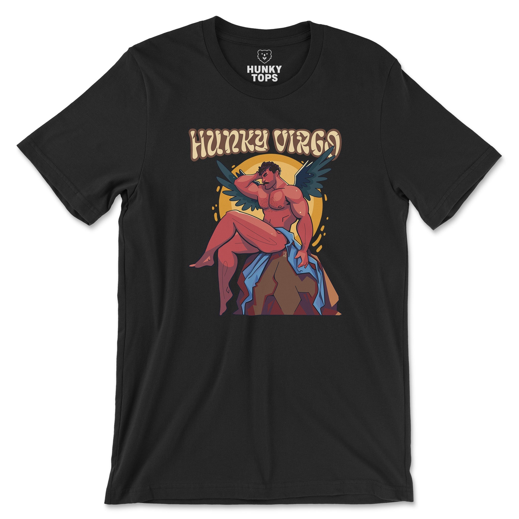 HUNKY VIRGO Zodiac T-Shirt by Axeish Guy - Hunky Tops #color_Black