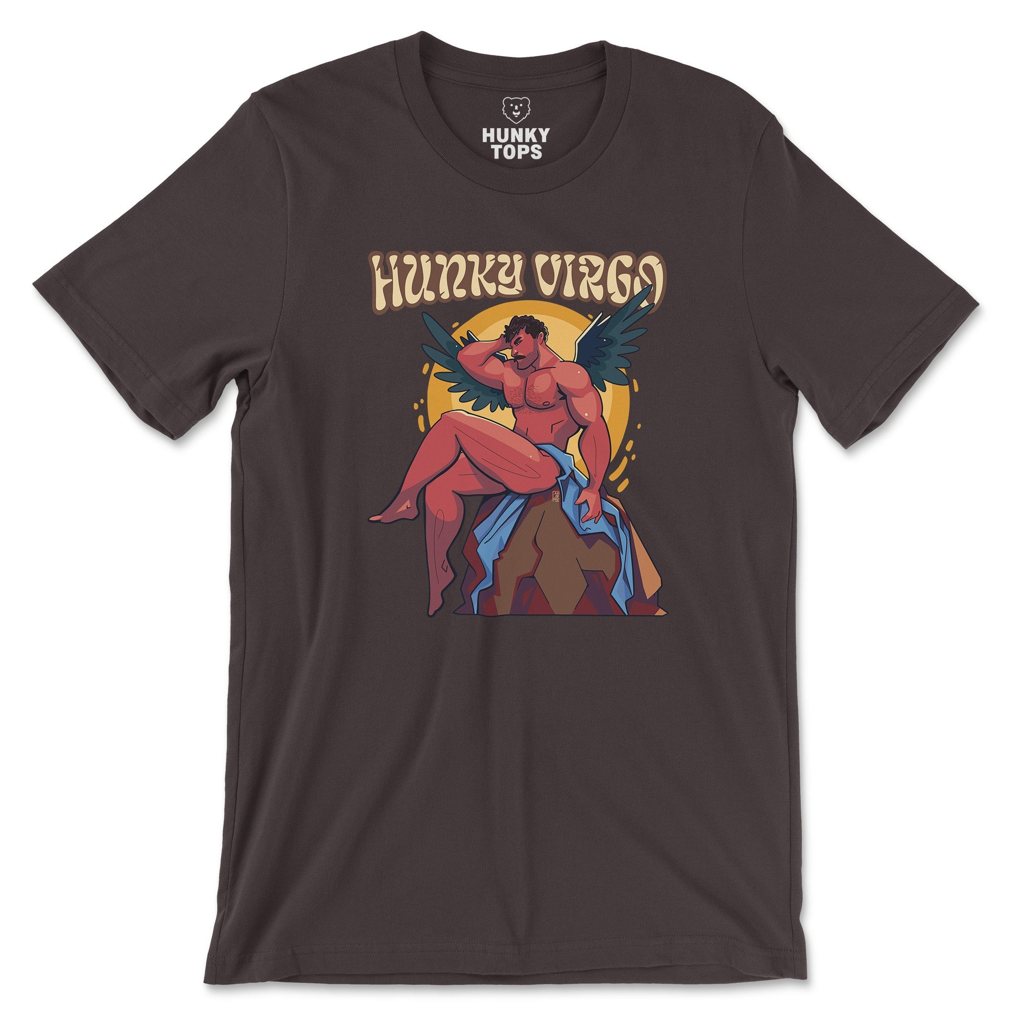 HUNKY VIRGO Zodiac T-Shirt by Axeish Guy - Hunky Tops #color_Brown