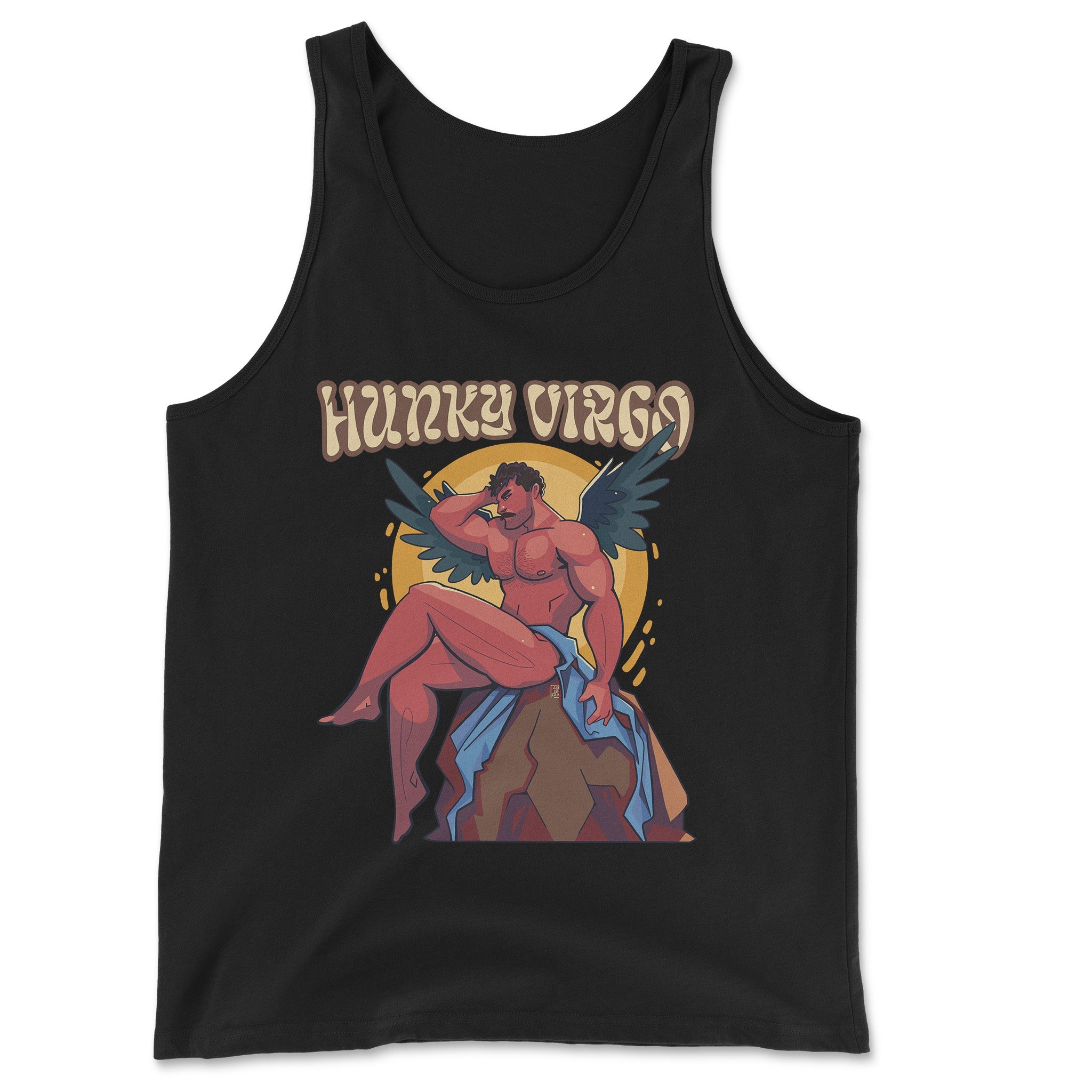 Hunky Virgo Zodiac Tank Top by Axeish Guy - Hunky Tops #color_Black