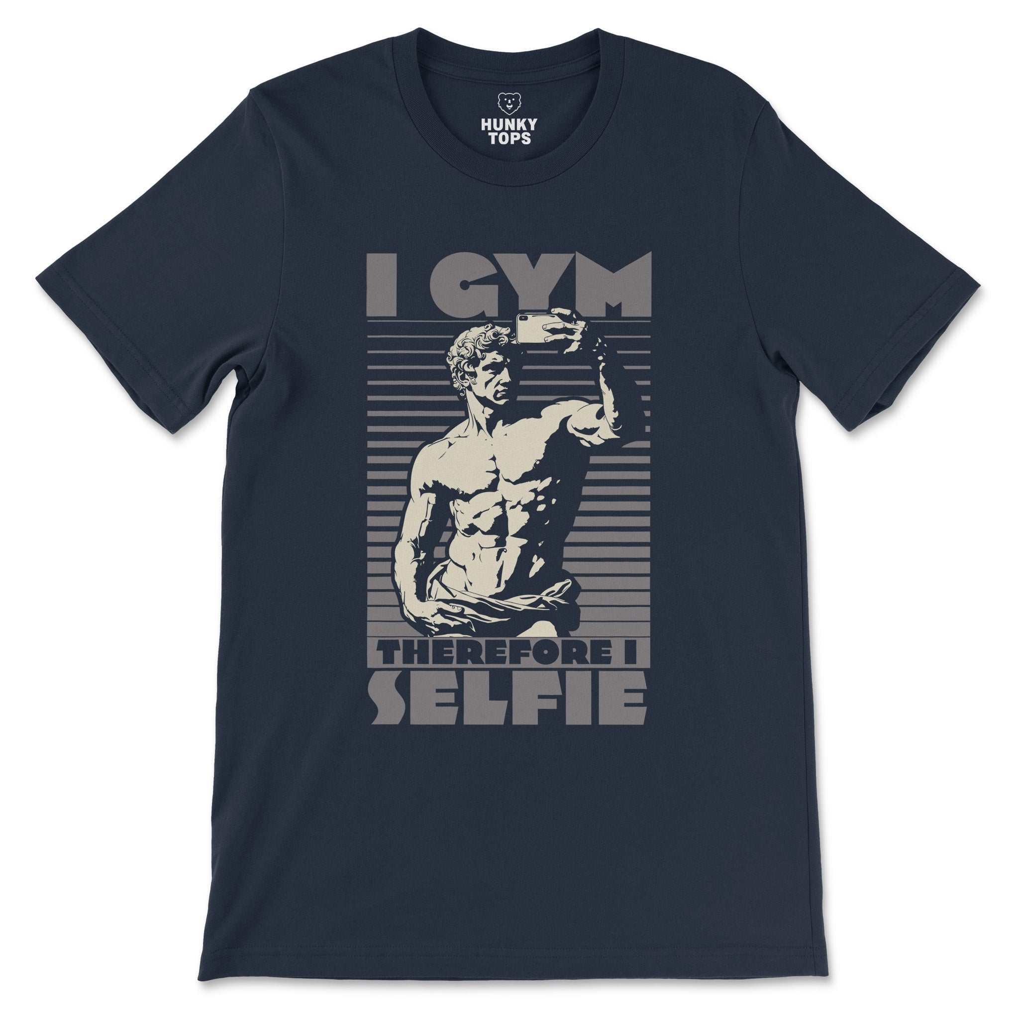 "I Gym, Therefore I Selfie" T - Shirt - Hunky Tops #color_Navy