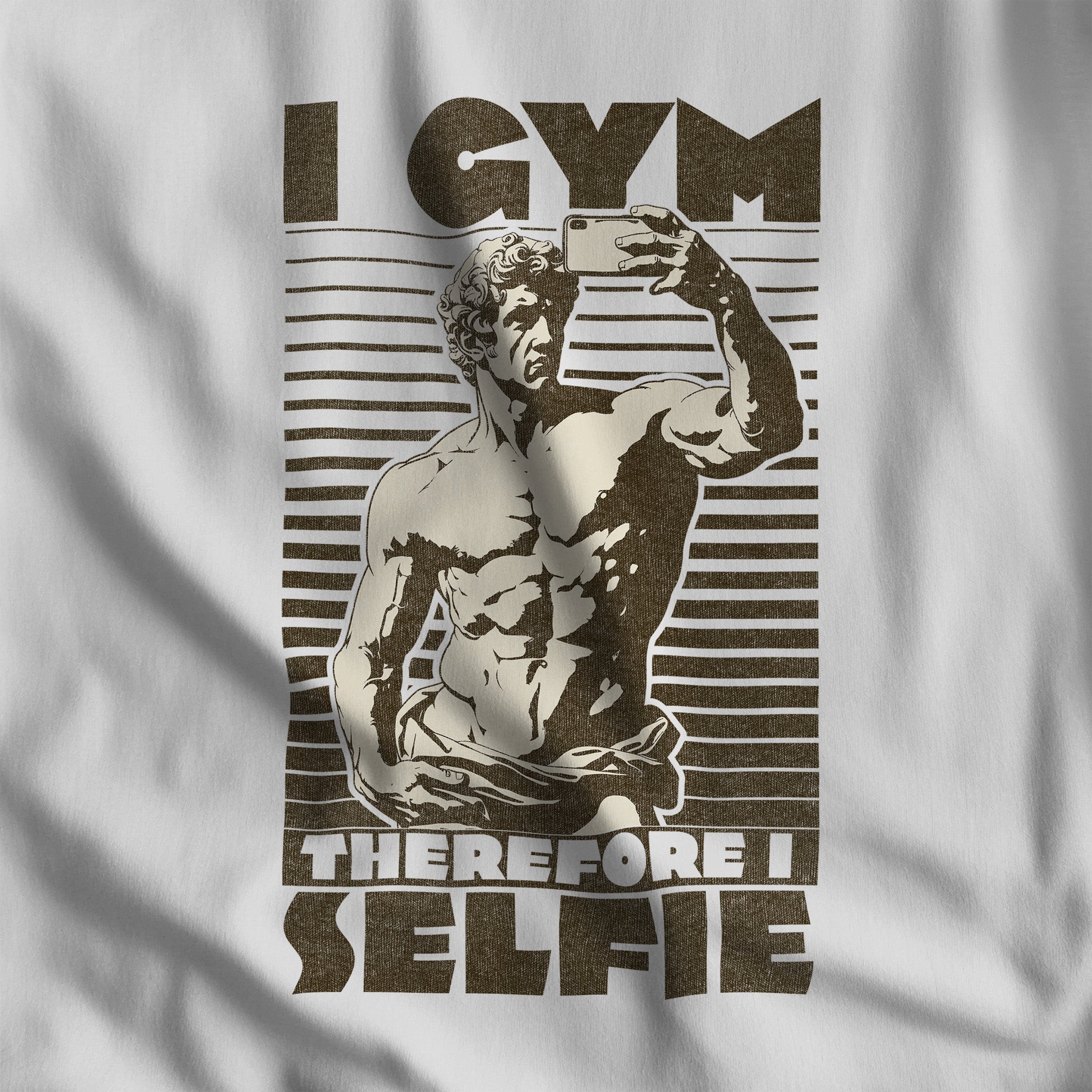 "I Gym, Therefore I Selfie" T - Shirt - Hunky Tops #color_White