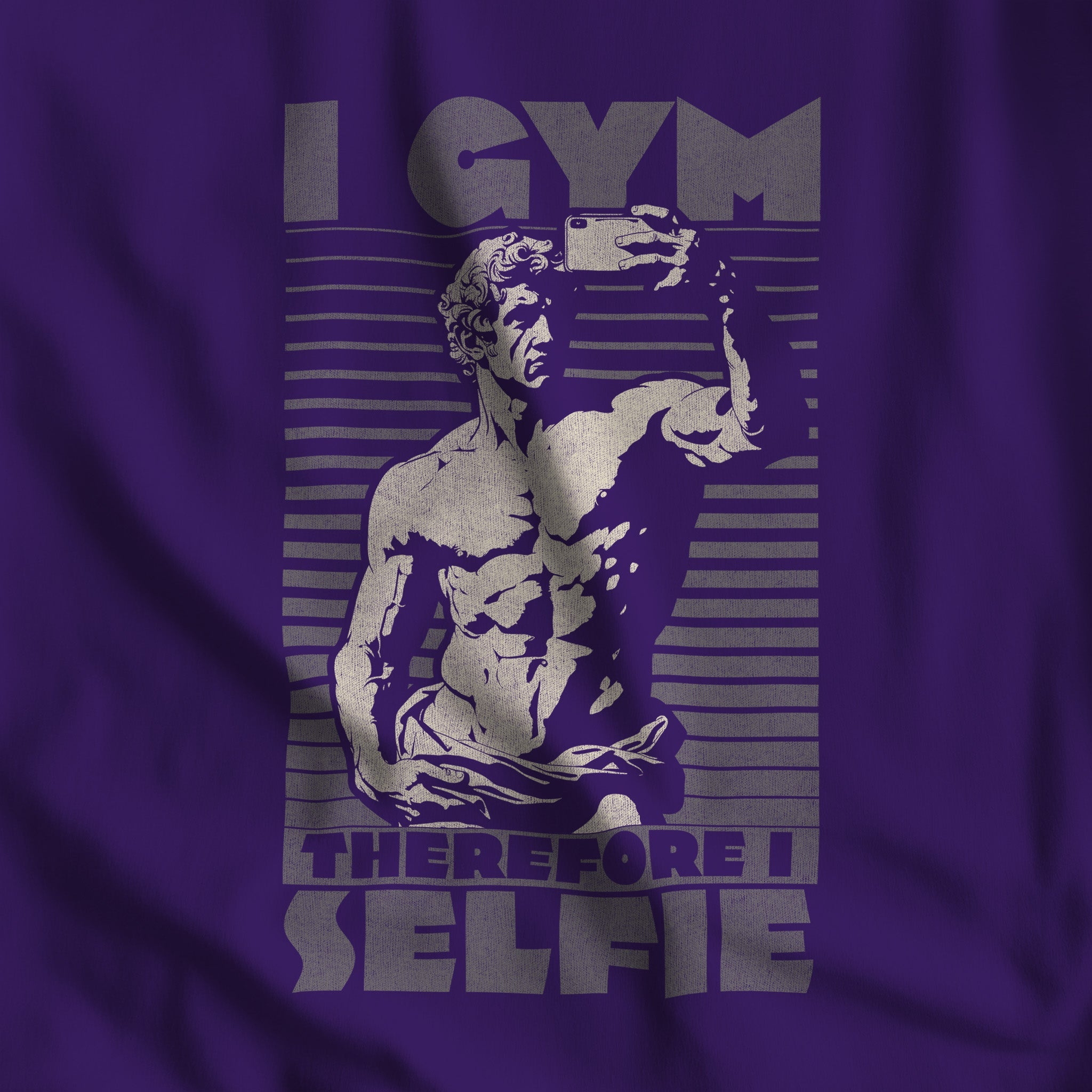 "I Gym, Therefore I Selfie" T - Shirt - Hunky Tops #color_Team Purple