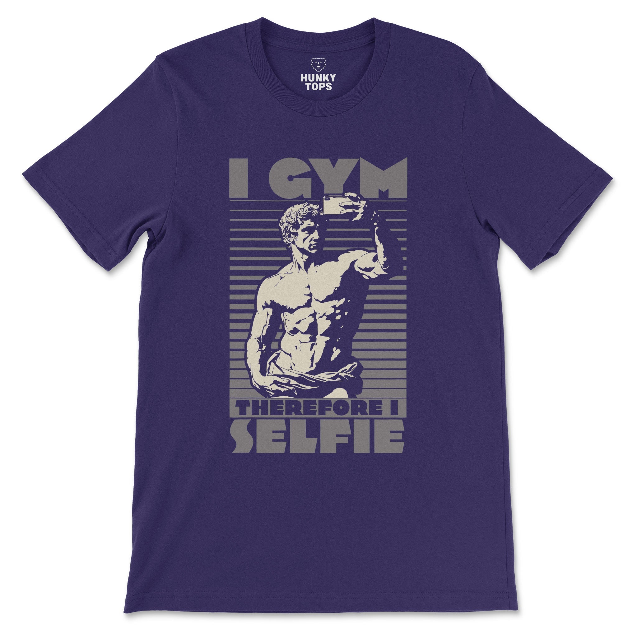 "I Gym, Therefore I Selfie" T - Shirt - Hunky Tops #color_Team Purple