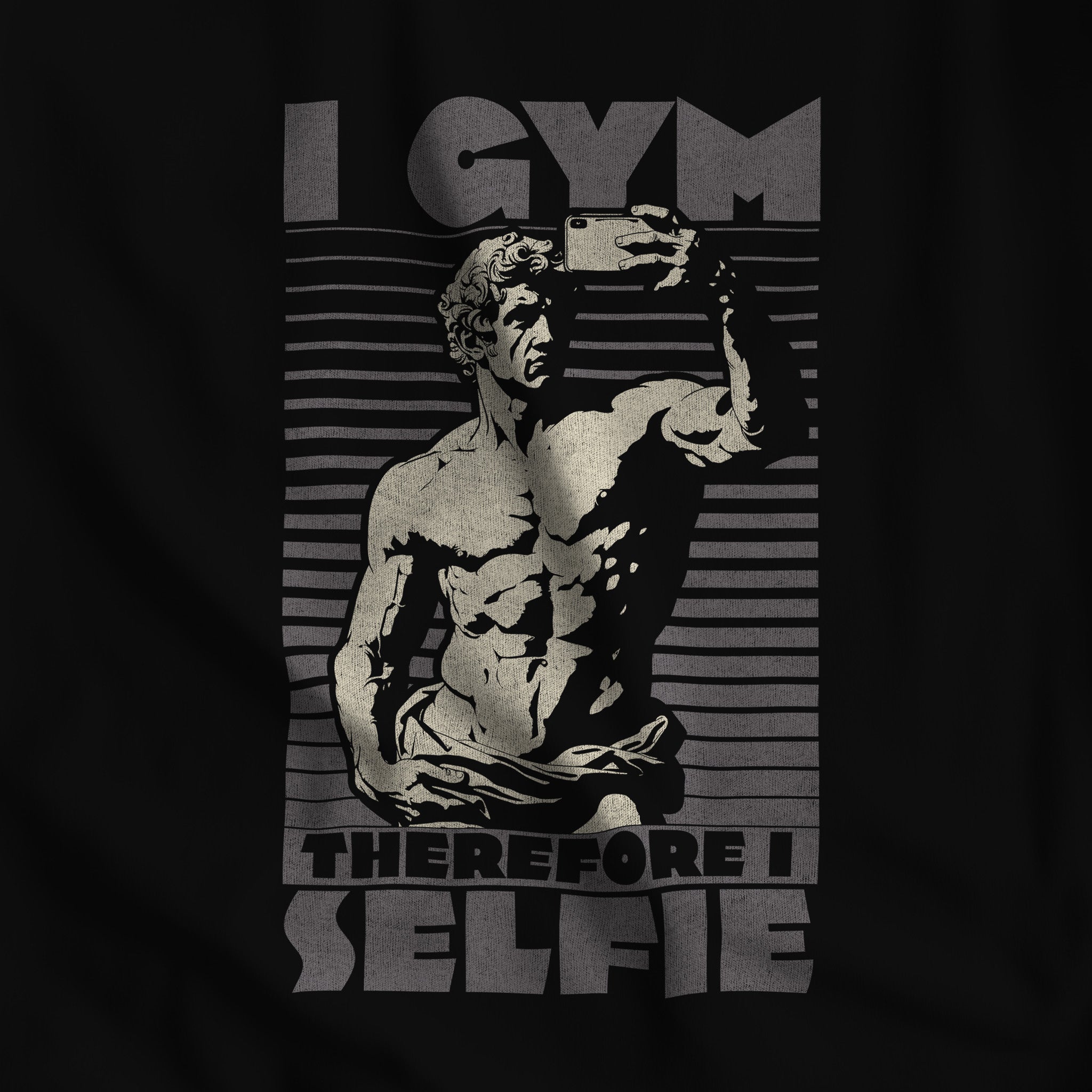 "I Gym, Therefore I Selfie" T - Shirt - Hunky Tops #color_Black