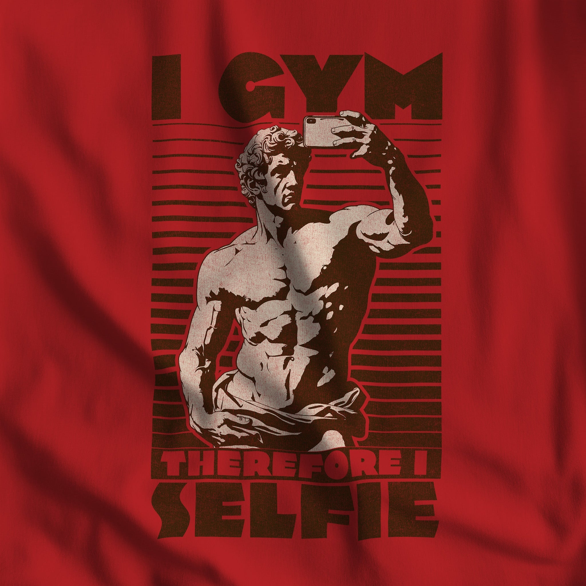 "I Gym, Therefore I Selfie" Tank Top - Hunky Tops #color_Red