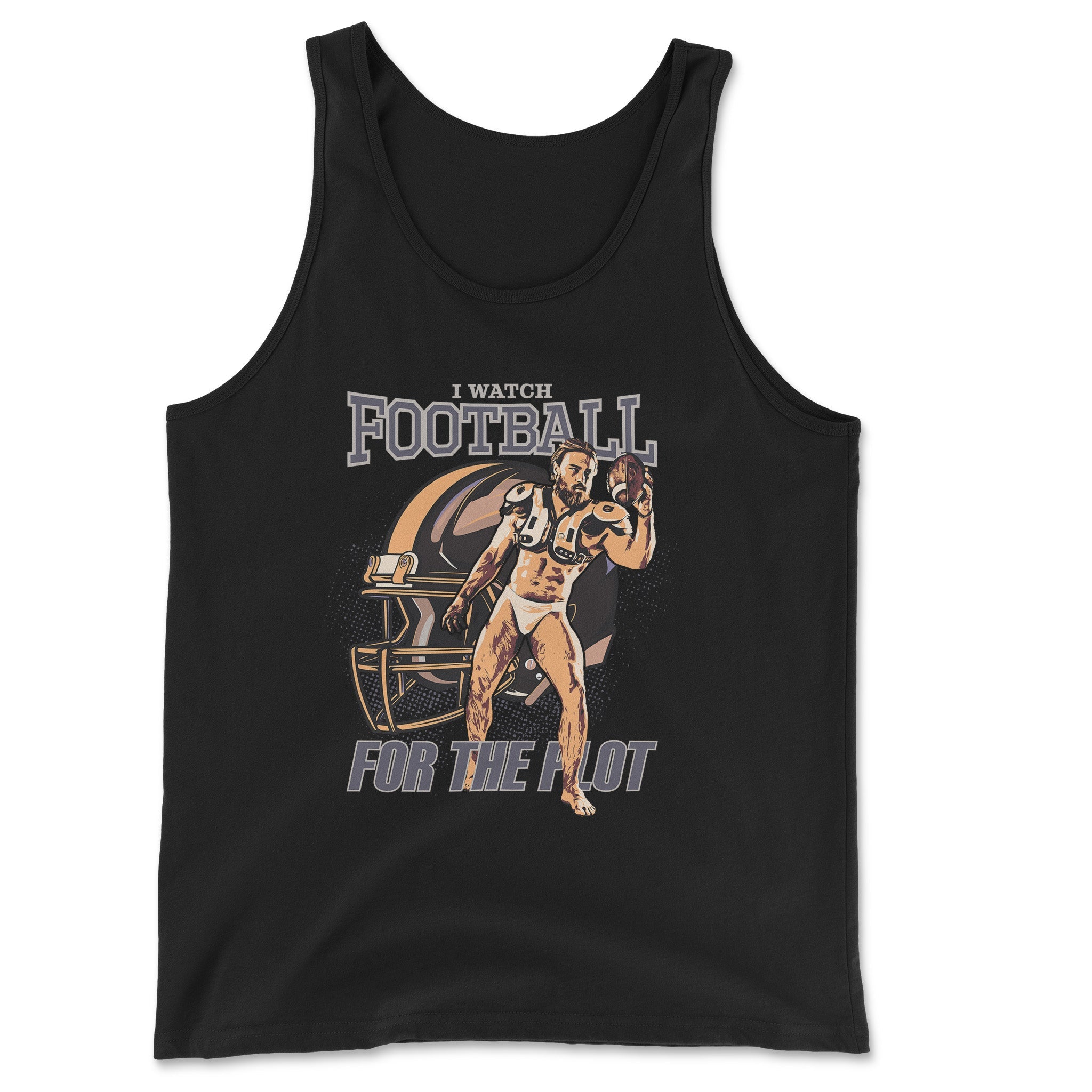 "I Watch Football For The Plot" Tank Top - Hunky Tops #color_Black