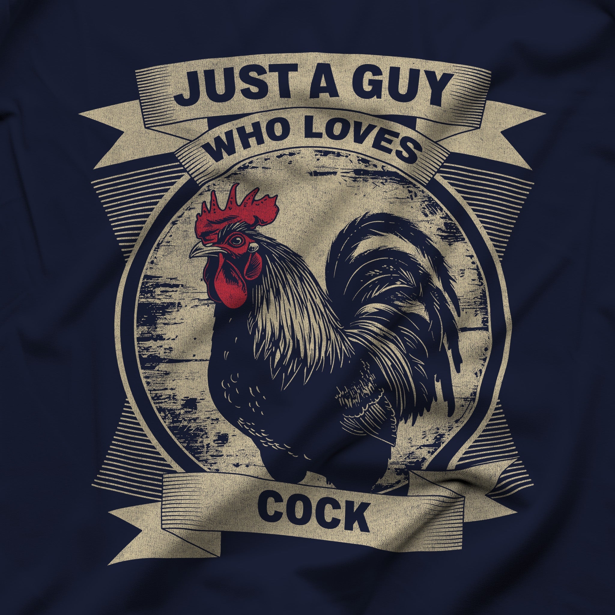 Just a Guy Who Loves Cock T-Shirt - Hunky Tops #color_Navy