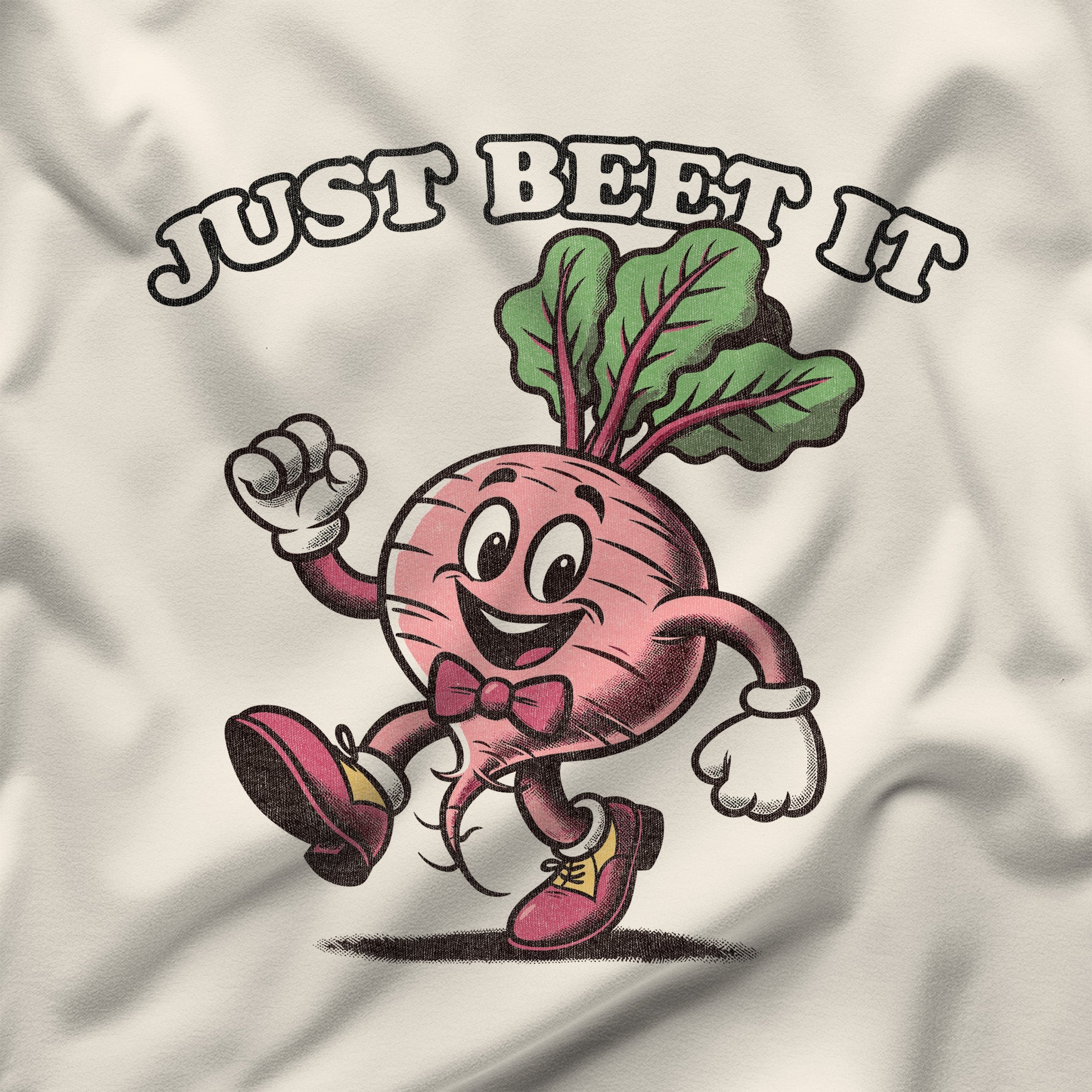 "Just Beet It" Fun Veggie Runner Graphic Tee - Hunky Tops #color_Natural