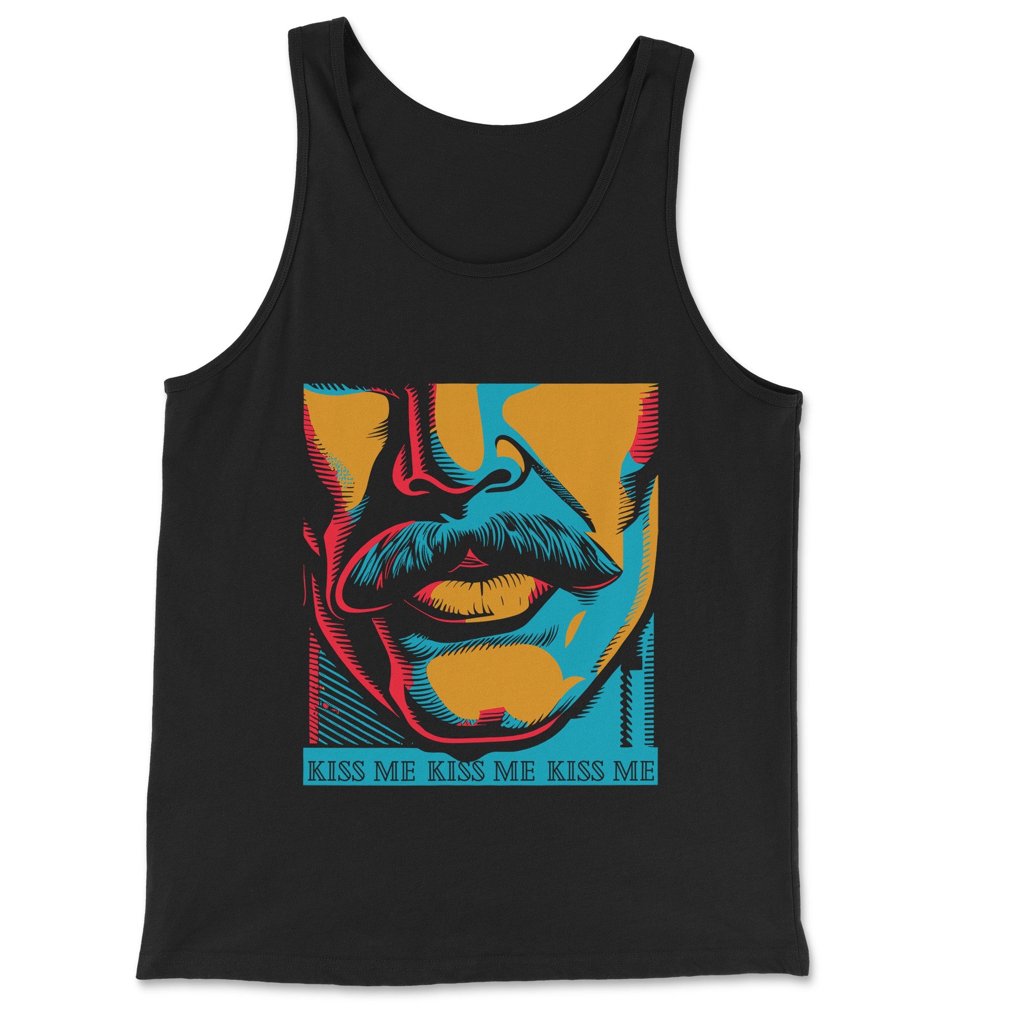 KISS ME Tank Top - Hunky Tops #color_Black