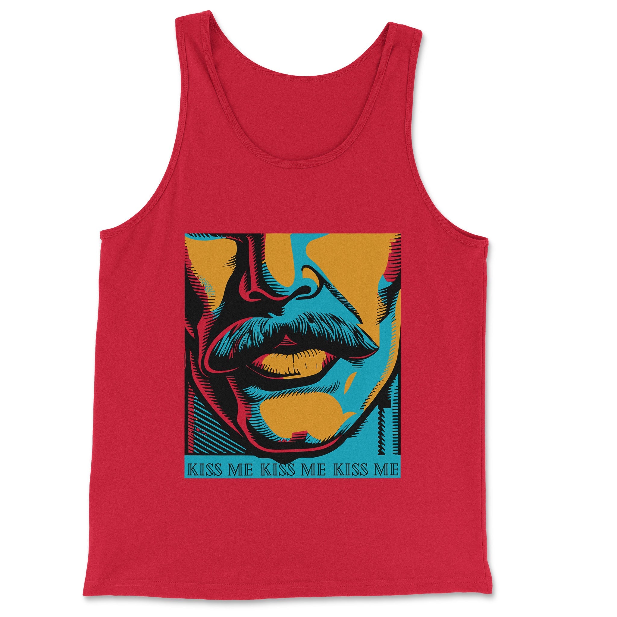 KISS ME Tank Top - Hunky Tops #color_Red