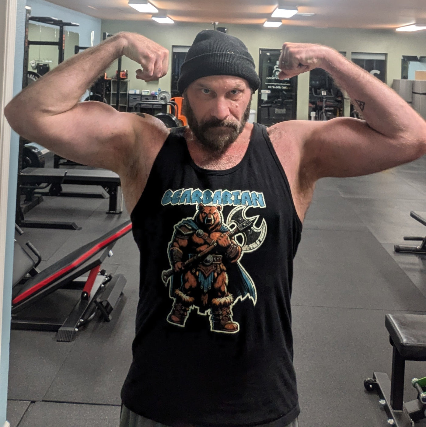 rike_price wearing the Bearbarian Warrior Tank Top